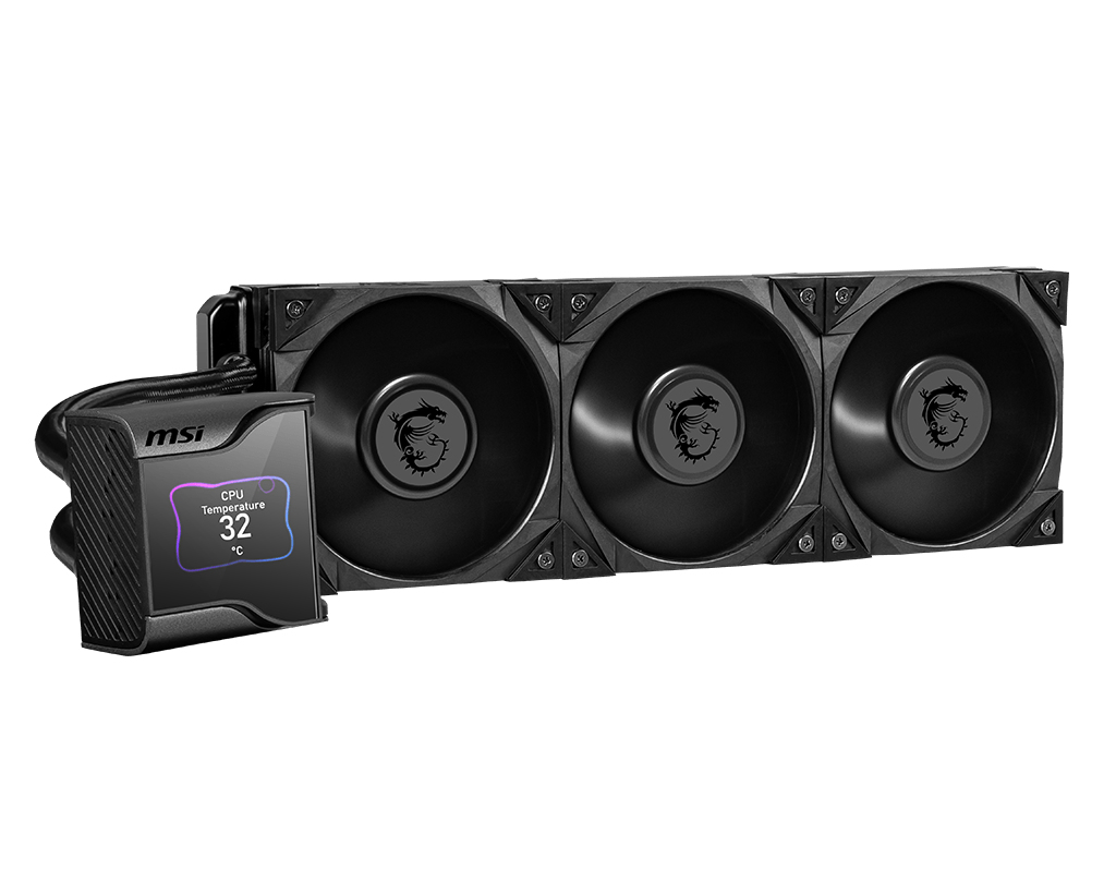 MSI MEG CORELIQUID S360 Liquid CPU Cooler ‘360mm Radiator, 2.4” IPS Display with fan, 2x 140mm Silent PWM Fan, Center, Supports Intel and AMD Platforms, Latest LGA 1700 ready, Cooled by ASETEK’ image 2