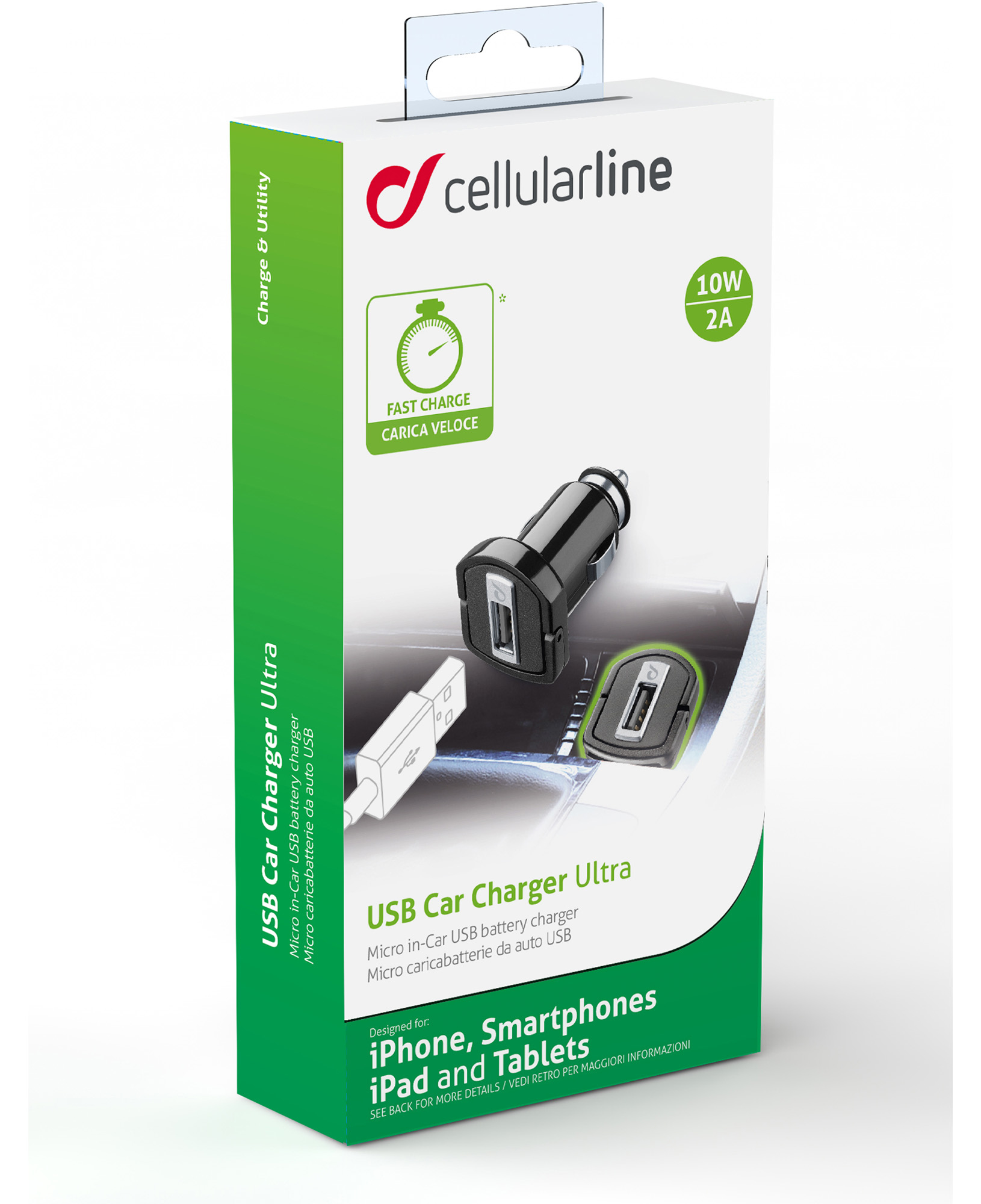 Cellularline USB Car Charger 2A - Huawei, Xiaomi, Wiko, Asus and other smartphone – image 3