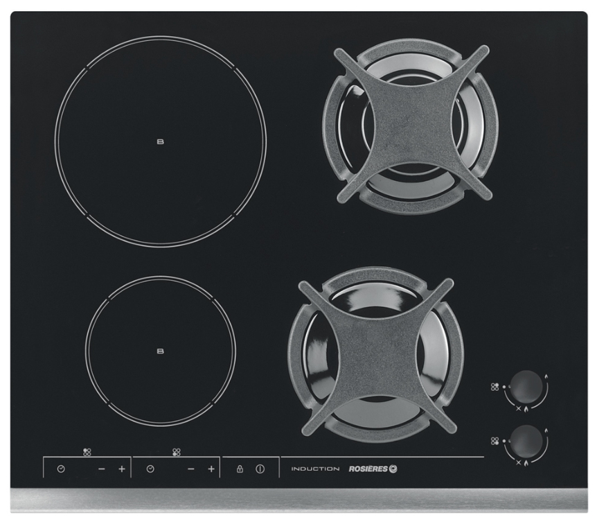 Rosieres RGI622IN hob Black, Stainless steel Built-in Combi 4 zone(s)
