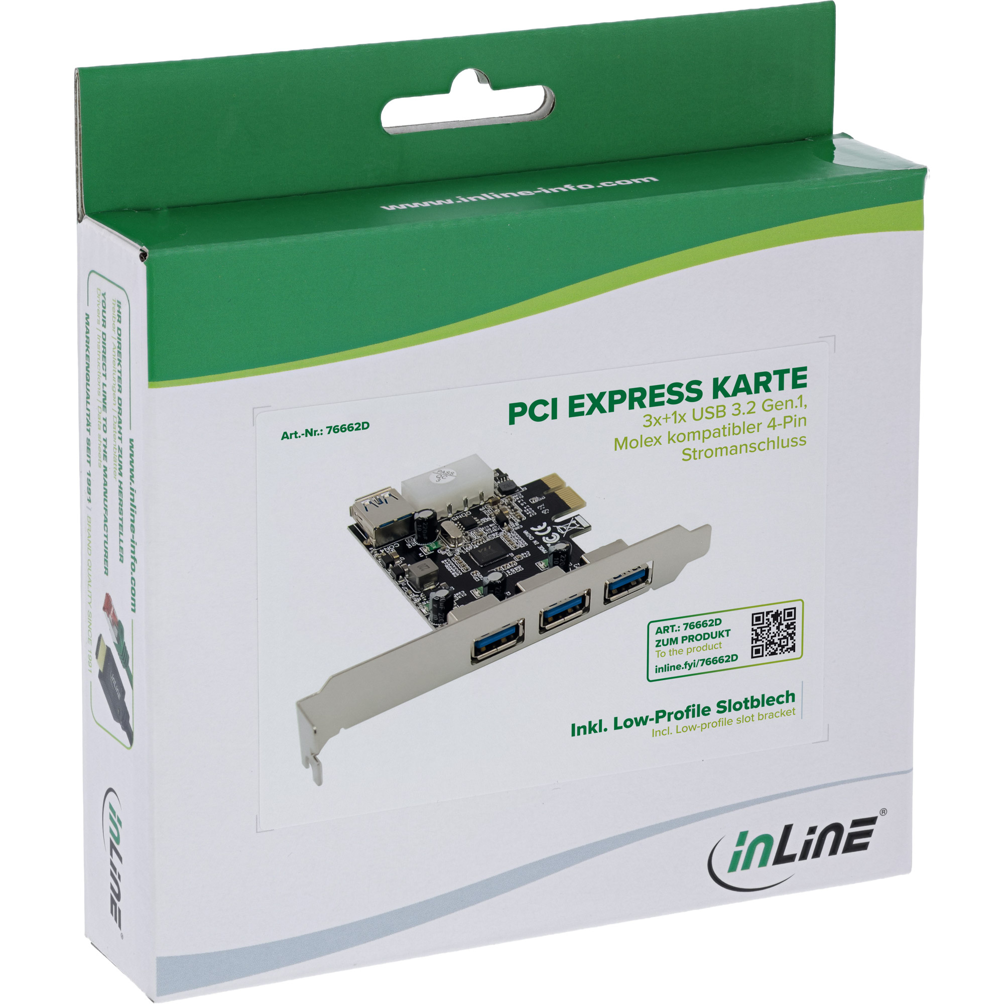 InLine 76662D interface cards/adapter Internal Molex 4-pin, USB 3.2 Gen 1 (3.1 Gen 1) – image 1