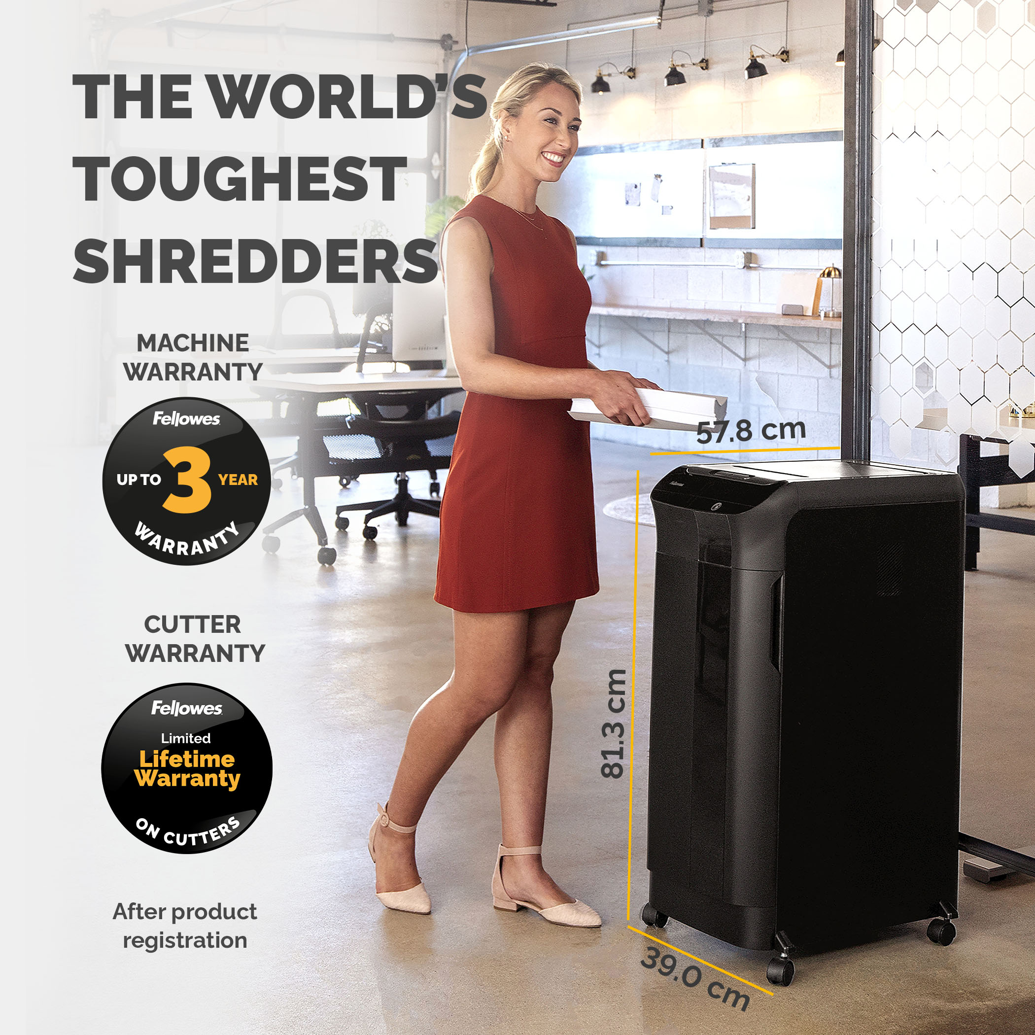 صورة Fellowes AutoMax 350C 350 ورقة آلي التغذية تمزيق متقاطع مع سلة 68 لتر، مستوى الأمان P4