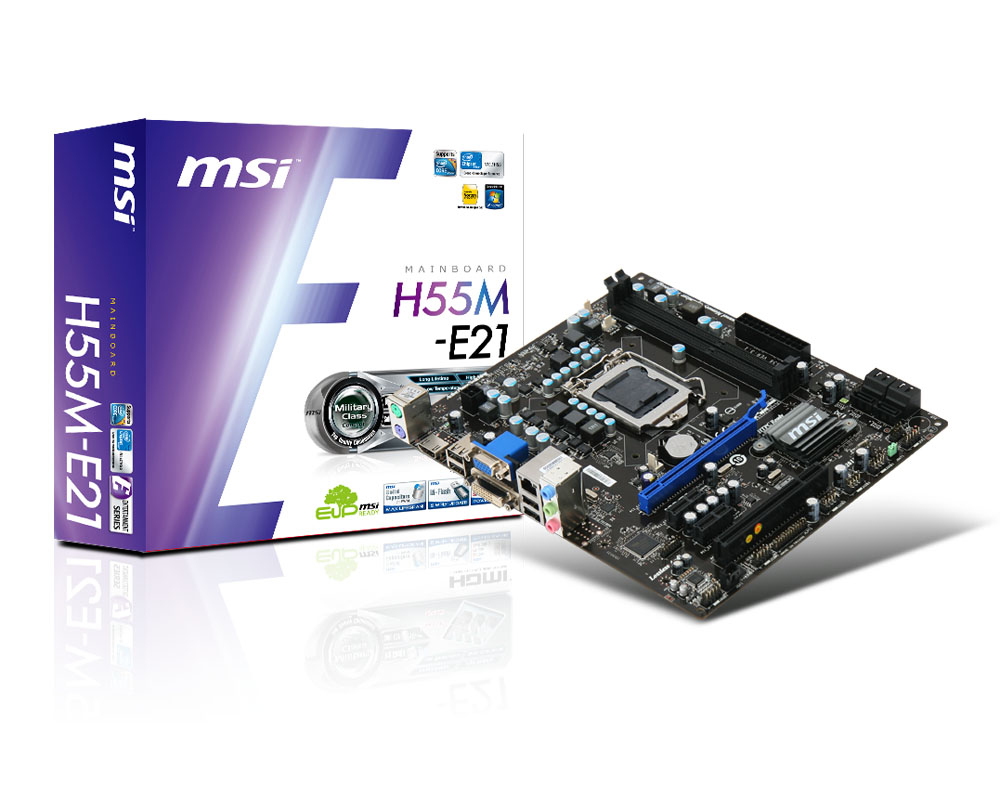 MSI H55M-E21 motherboard Intel® H55 LGA 1156 (Socket H) micro ATX