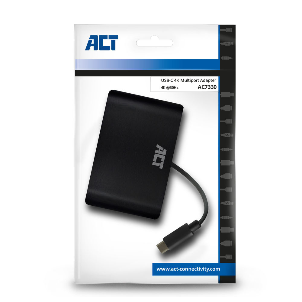 ACT USB-C docking station 4K, for 1 HDMI or VGA monitor, ethernet, USB hub – image 3