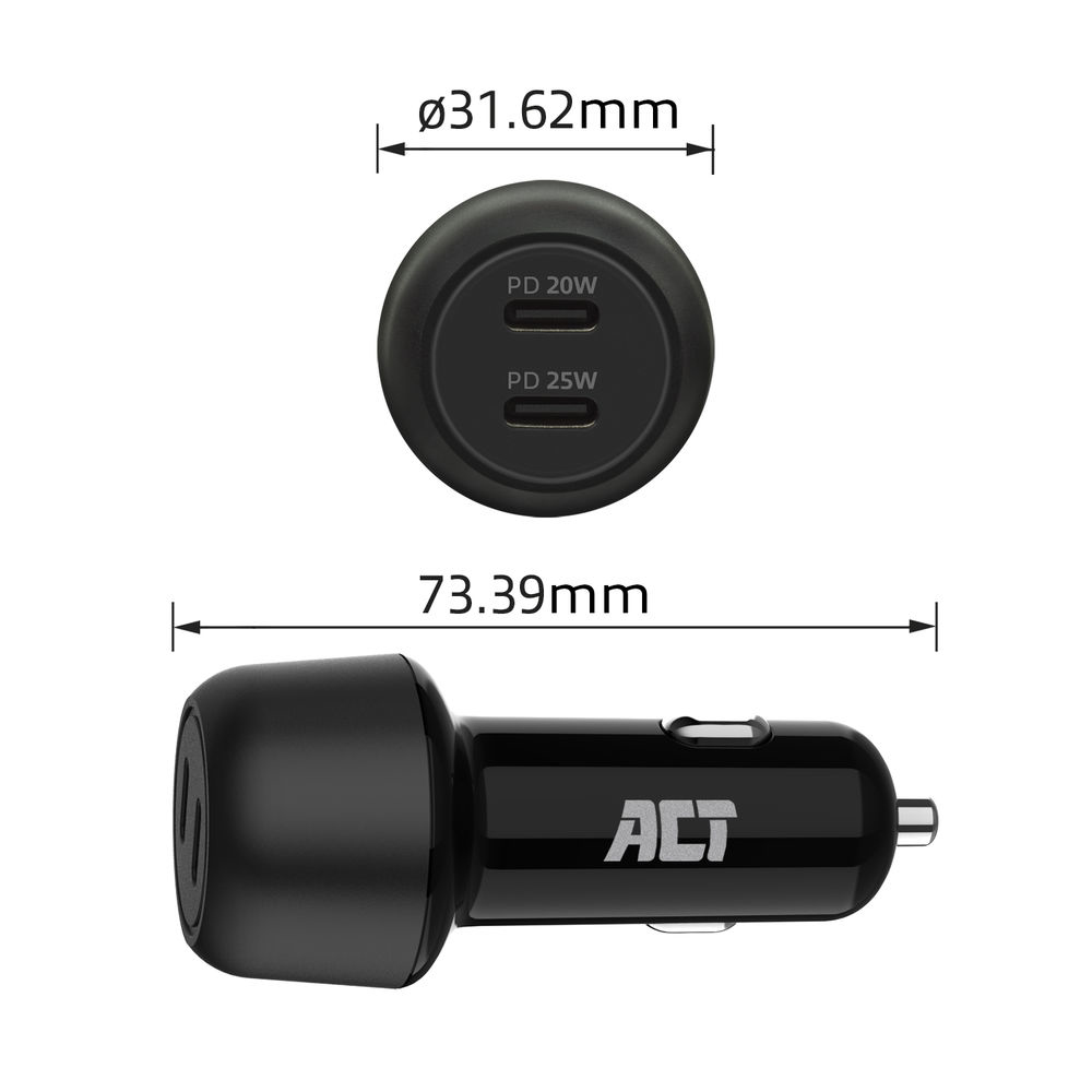 ACT 2-port USB-C Fast Car Charger – image 4