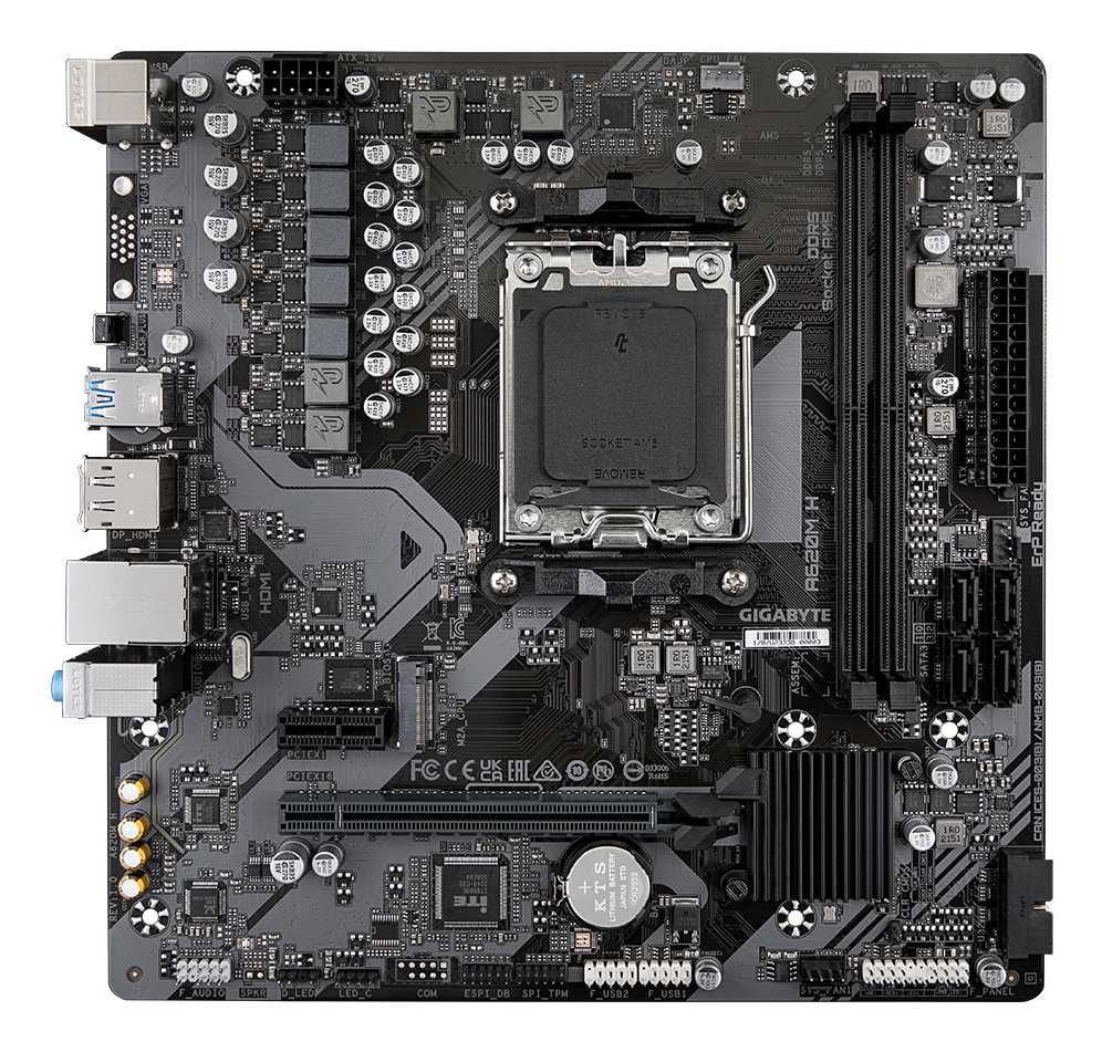 Tarjeta Madre Gigabyte A620M H - Socket AM5 - 2x DDR5 - 4400/5200/6400(O.C.)MHz - HDMI - DisplayPort - USB 2.0/3.2 - Micro ATX - A620M H Tarjeta Madre Gigabyte A620M H - Socket AM5 - 2x DDR5 - 4400/5200/6400(O.C.)MHz - HDMI - DisplayPort - USB 2.0/3.2 - Micro ATX - A620M H
