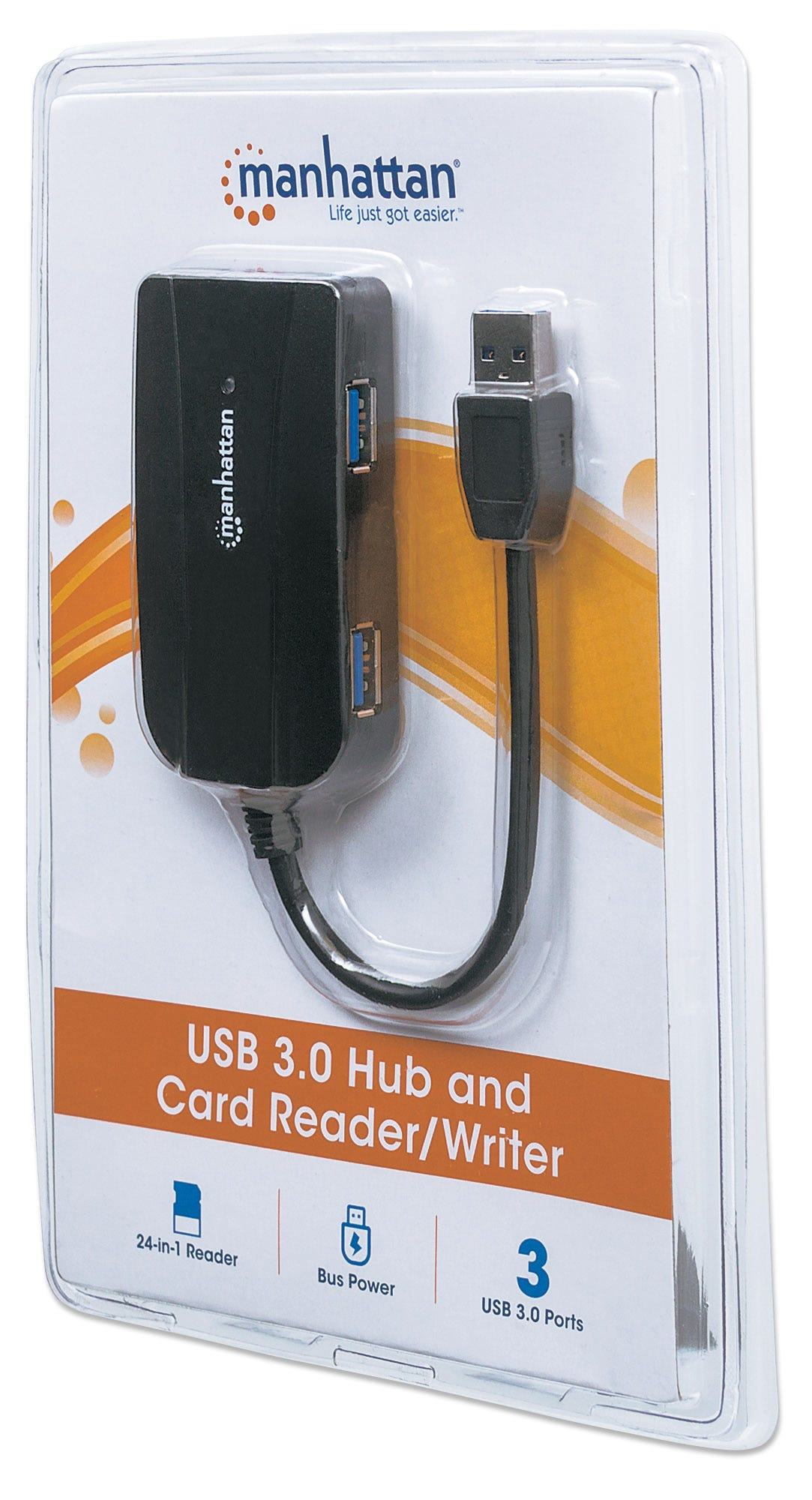 Manhattan USB-A 3-Port Hub and Card Reader/Writer, 3x USB-A Ports, 5 Gbps (USB 3.2 Gen1 aka USB 3.0), Supports MicroSD, SD and MMC Memory Cards, Bus Powered, Su – image 8