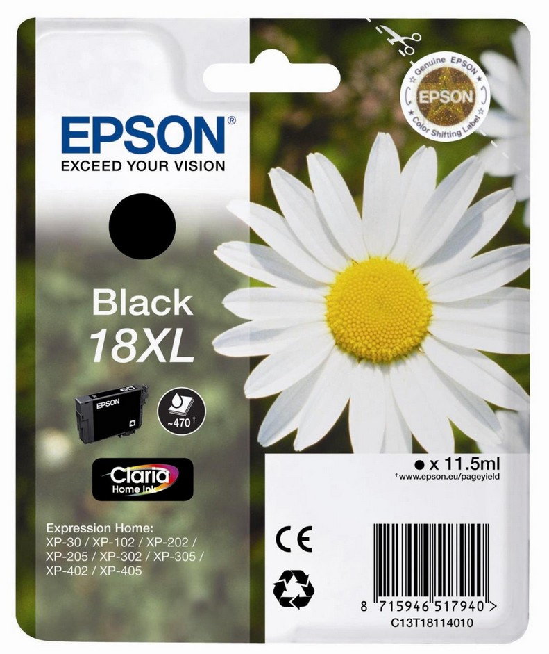 Epson Daisy Singlepack Black 18XL Claria Home Ink