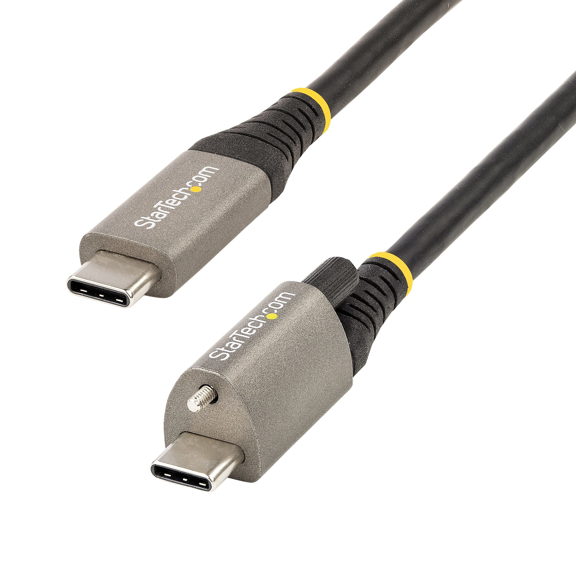StarTech.com 3ft 1m Top Screw Locking USB C Cable 10Gbps, USB 3.1/3.2 Gen 2 Type-C Cable, 100W (5A) Power Delivery Charging, DP Alt Mode, Single Screw Lock, USB-C to C Cord, Charge/Sync - Thunderbolt 3 Compatible (USB31CCTLKV1M) - USB cable - USB-C (M) straight/locking to USB-C (M) straight - USB 3.2 Gen 2 / DisplayPort 1.4 /Thunderbolt 3 - 1 m - 8K support - grey, black
