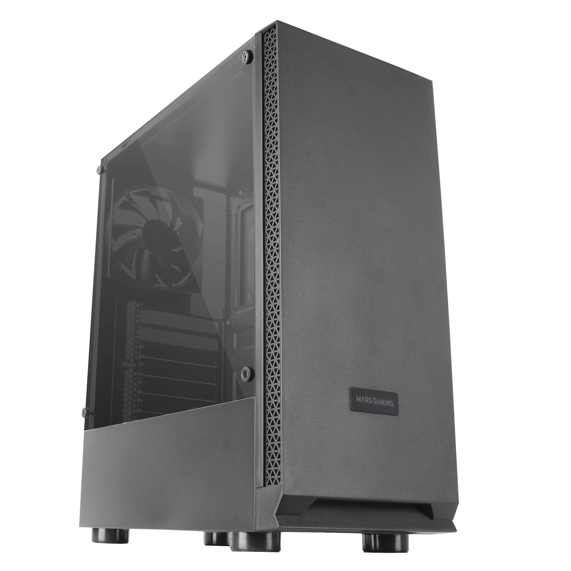 Mars Gaming MCN2 ATX Gaming PC Case Full Side Window Front Grille Dual Chamber Design Rear Fan – image 1