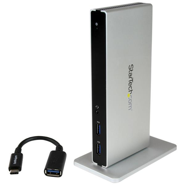 StarTech.com DVI Dual-Monitor Docking Station for USB-C Laptops - Includes USB-C to A Adapter, HDMI, and VGA Adapters – image 1
