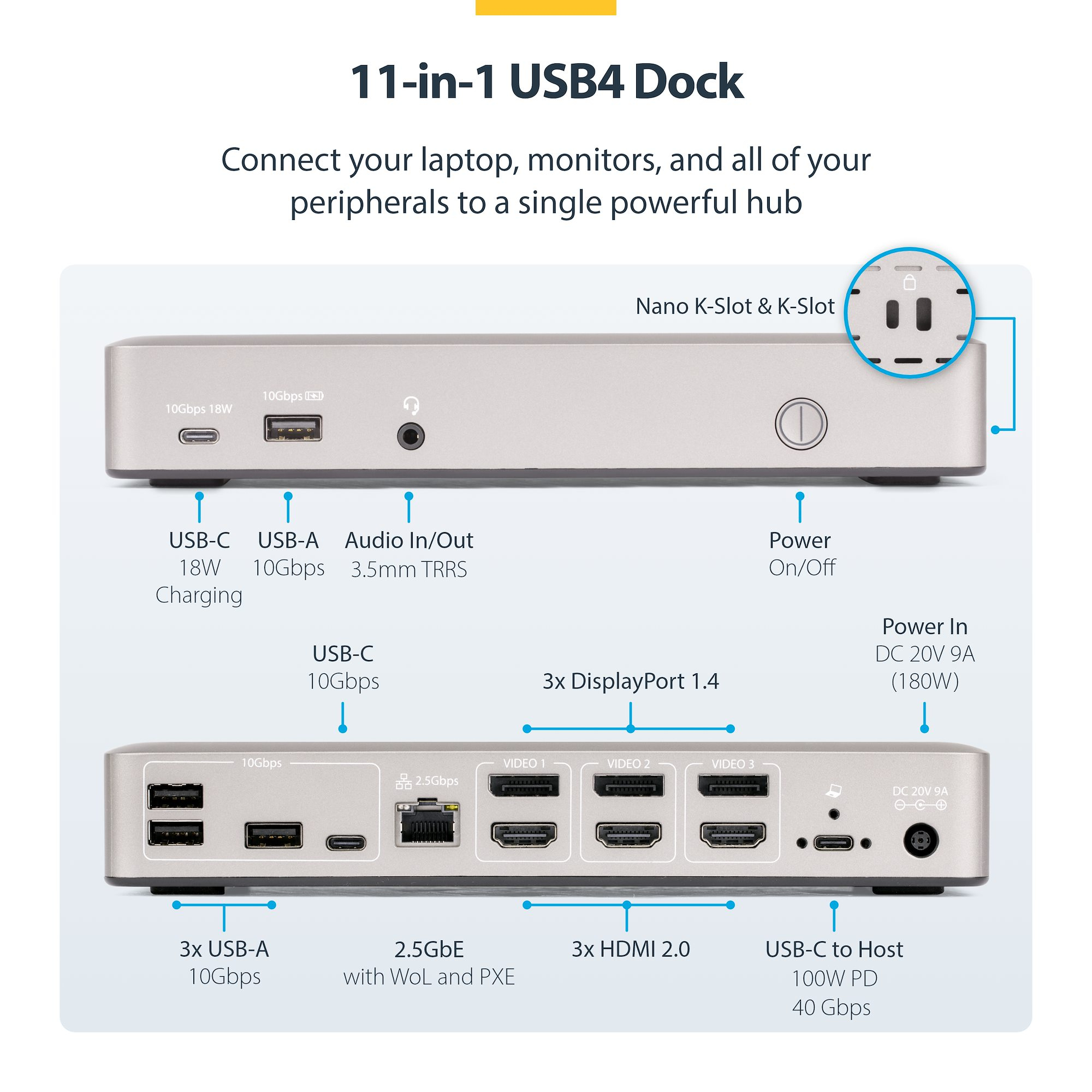StarTech.com Triple-Monitor USB4 Docking Station, 4K – image 7