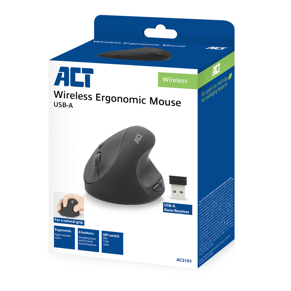 ACT Wireless Ergonomic Mouse 1600 DPI – image 9
