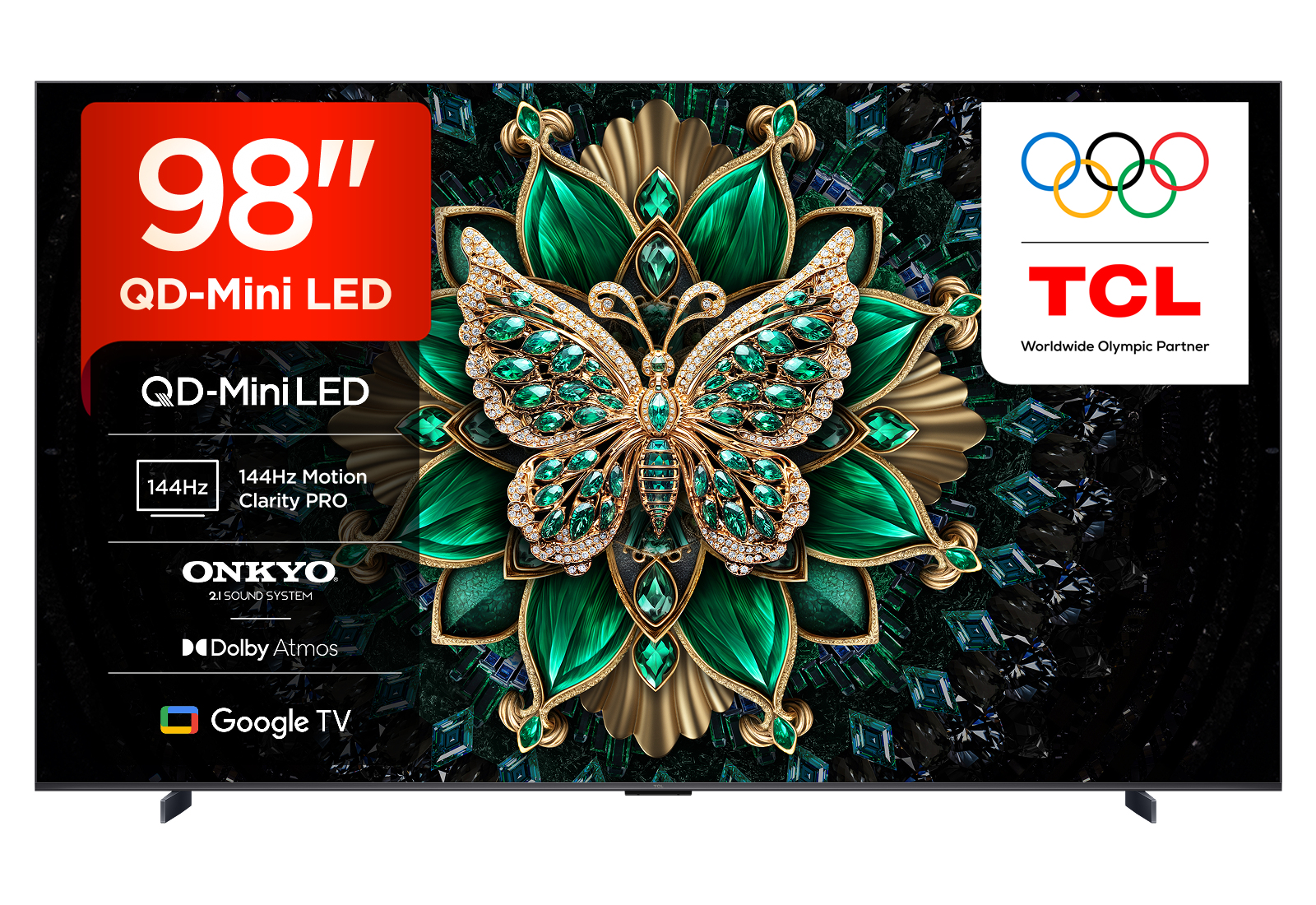 TCL C6K -UK 98 inch Premium QD-Mini LED 144Hz 4K HDR High Brightness Dolby Atmos Smart Google TV