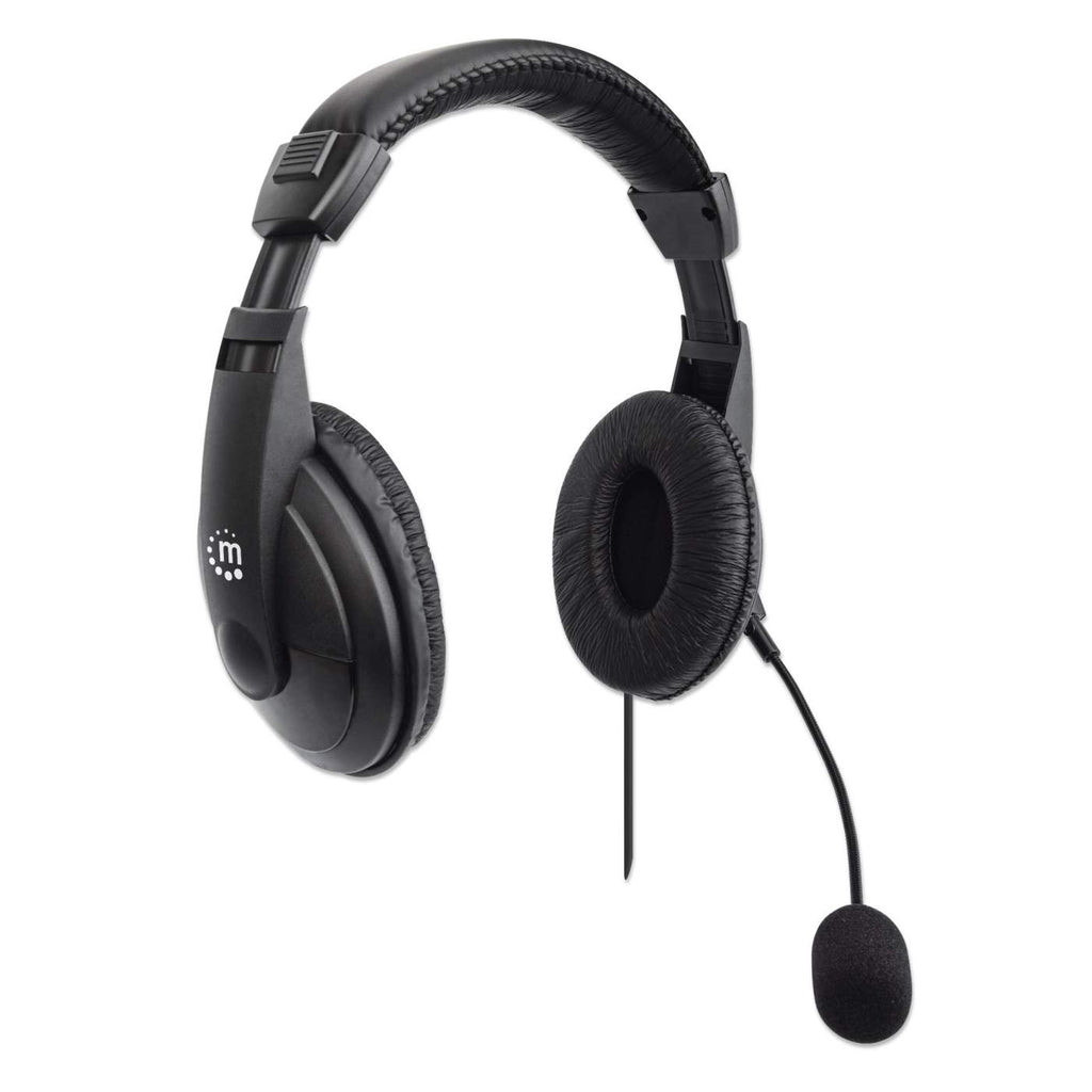 Manhattan Stereo Over-Ear Headset (USB) (Clearance Pricing), Microphone Boom (padded), Polybag Packaging, Adjustable Headband, Ear Cushions, 1x USB-A for both s – image 2