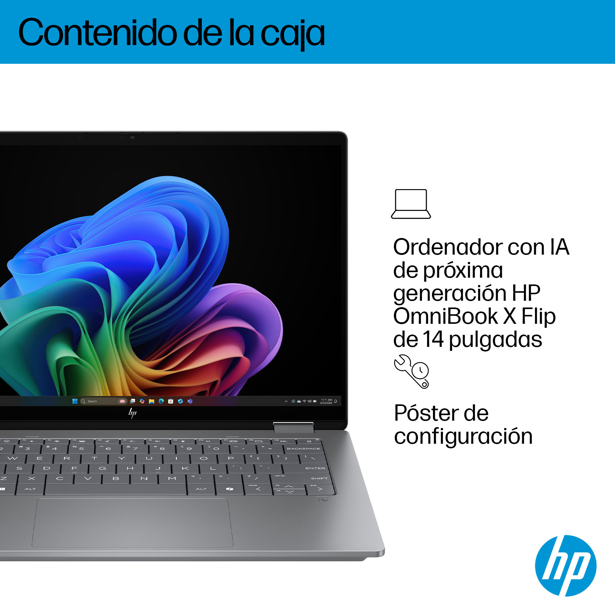 Convertible 2 en 1 - HP OmniBook X 14-fk0002ns Copilot+ PC, 50 TOPS, 14 ", 3K, AMD Ryzen™ AI 7 350, 32GB RAM, 1TB SSD, Radeon™ 860M, W11 H, Plata - imagen 8
