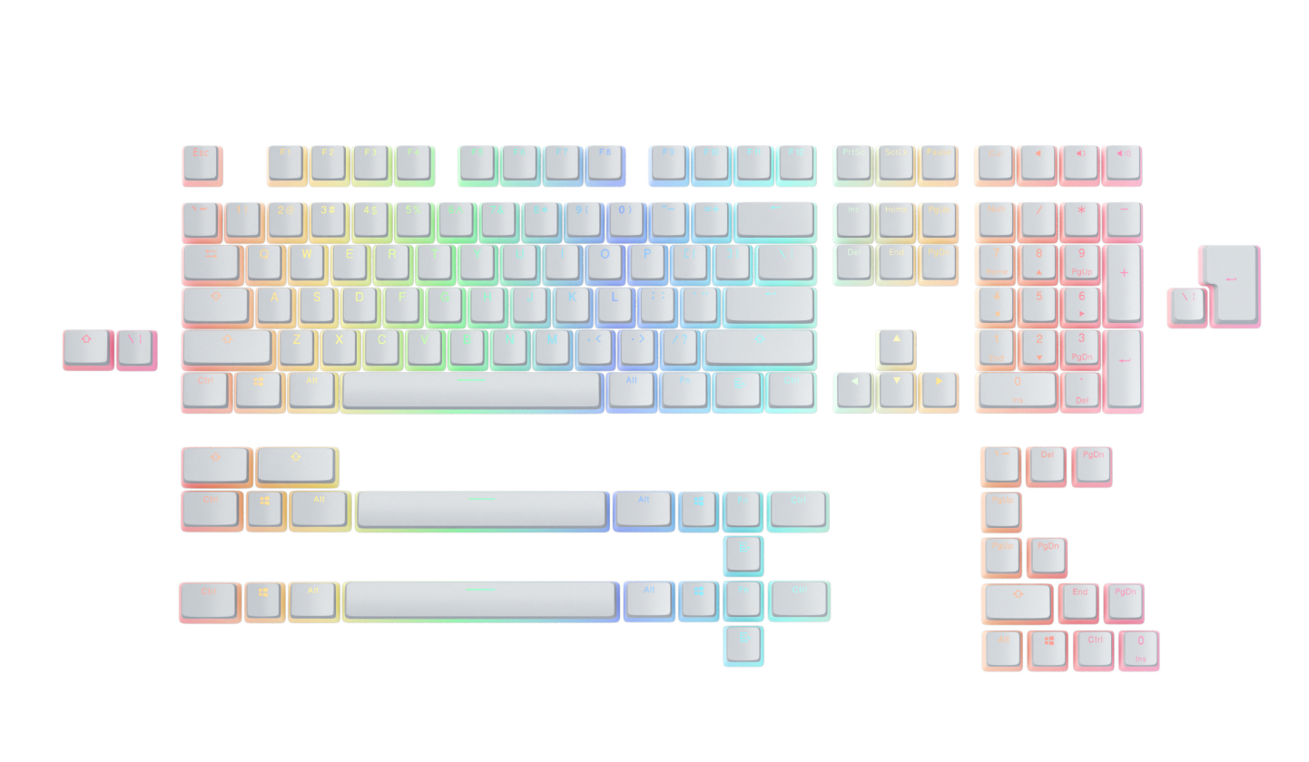 صورة مجموعات أغطية مفاتيح Glorious PC Gaming Race Aura V2، أبيض PBT، 145 قطعة