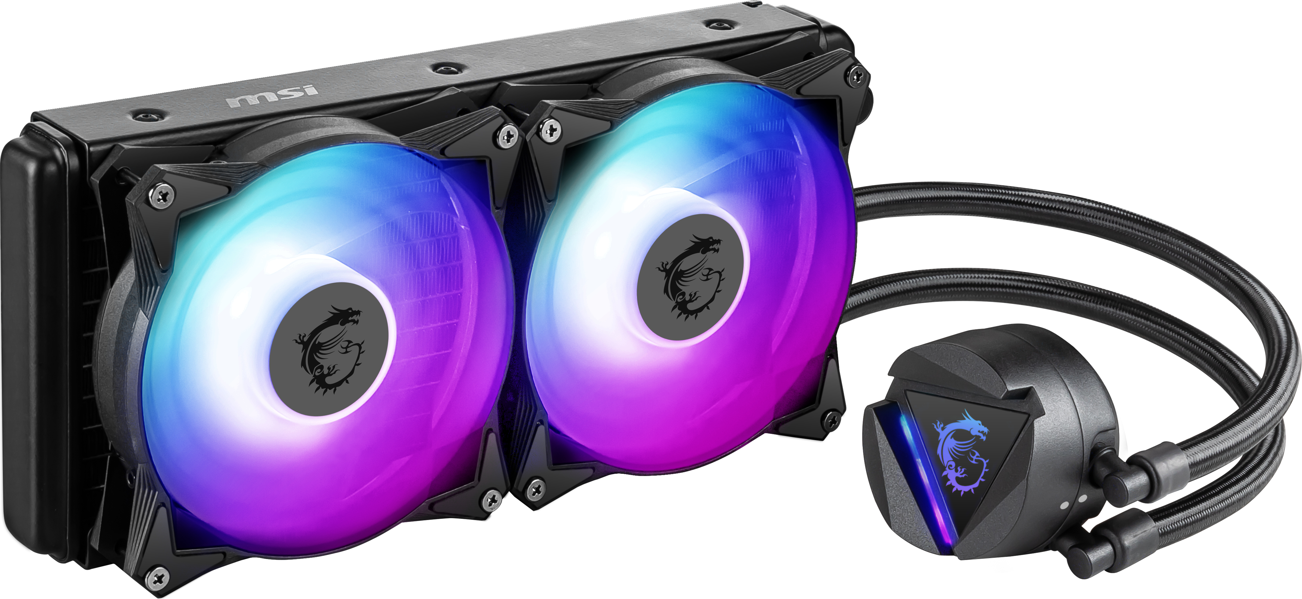MSI MAG CORELIQUID 280R V2 Liquid CPU Cooler ‘280mm Radiator, 2x 140mm ARGB PWM Fan, ARGB lighting, Center Supported, Compatible with Intel and AMD Platforms, Latest LGA 1700 ready’ image 2