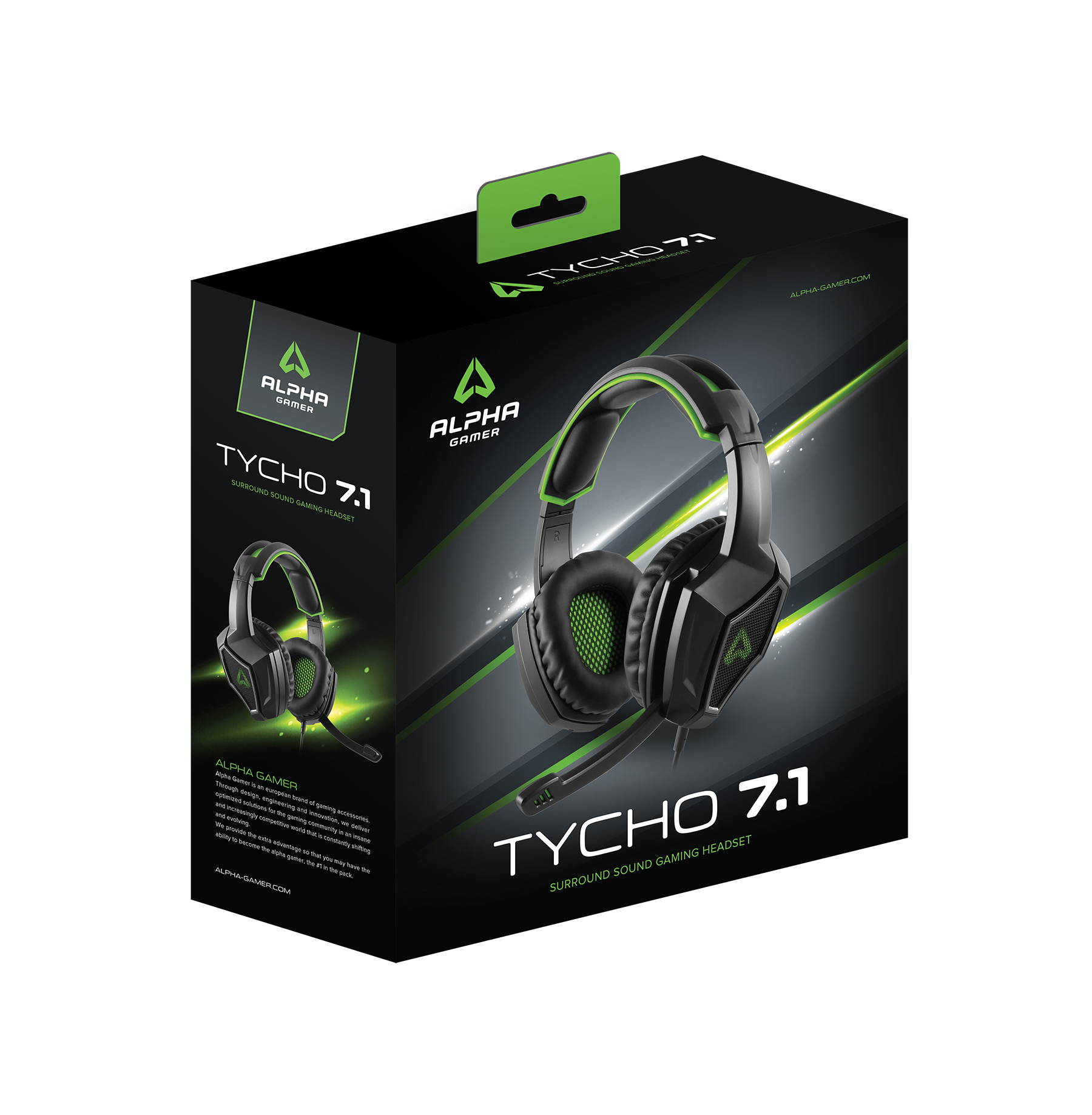 Alpha Gamer Tycho Headset Wired Head-band Gaming Black, Green – image 7
