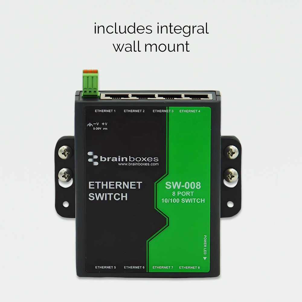 Brainboxes Light Industrial 8 Port 10/100 Ethernet Switch – image 4