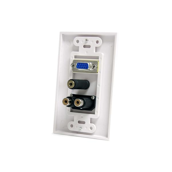 Tapa para Caja de Pared Startech VGAPLATERCA, Incluye conector VGA + 2x RCA + 1x 3.5mm, Color blanco