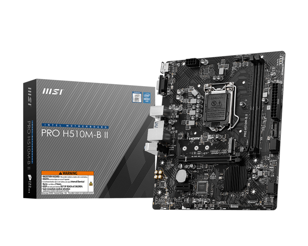 Tarjeta Madre MSI PRO H510M-B II - Socket 1200 - 2x DDR4 - 2133/2933MHz - USB - HDMI - VGA - Micro ATX - PRO H510M-B II Tarjeta Madre MSI PRO H510M-B II - Socket 1200 - 2x DDR4 - 2133/2933MHz - USB - HDMI - VGA - Micro ATX - PRO H510M-B II