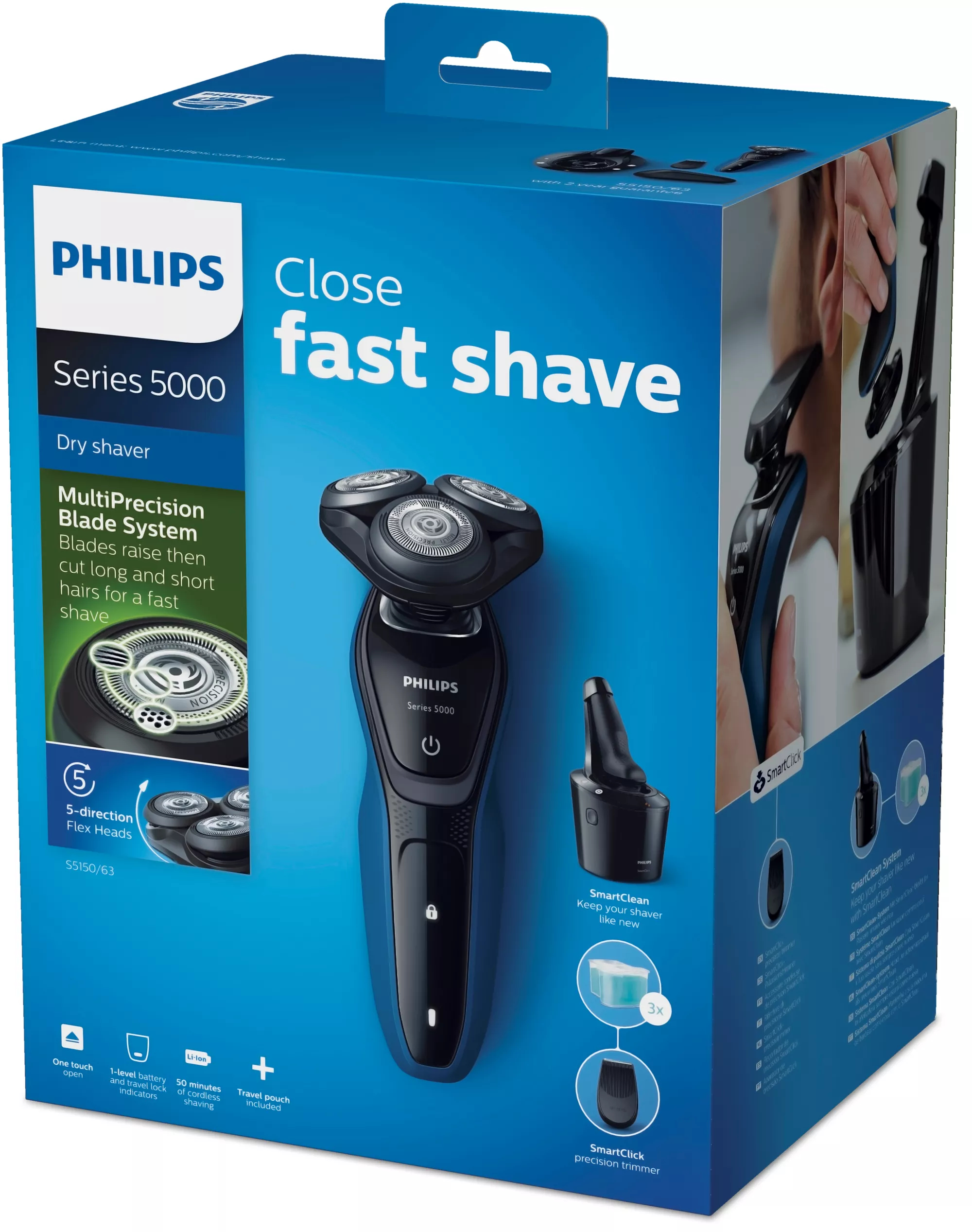 Philips SHAVER Series 5000 S5150/63 men's shaver Rotation shaver Trimmer Blue, Charcoal – image 2