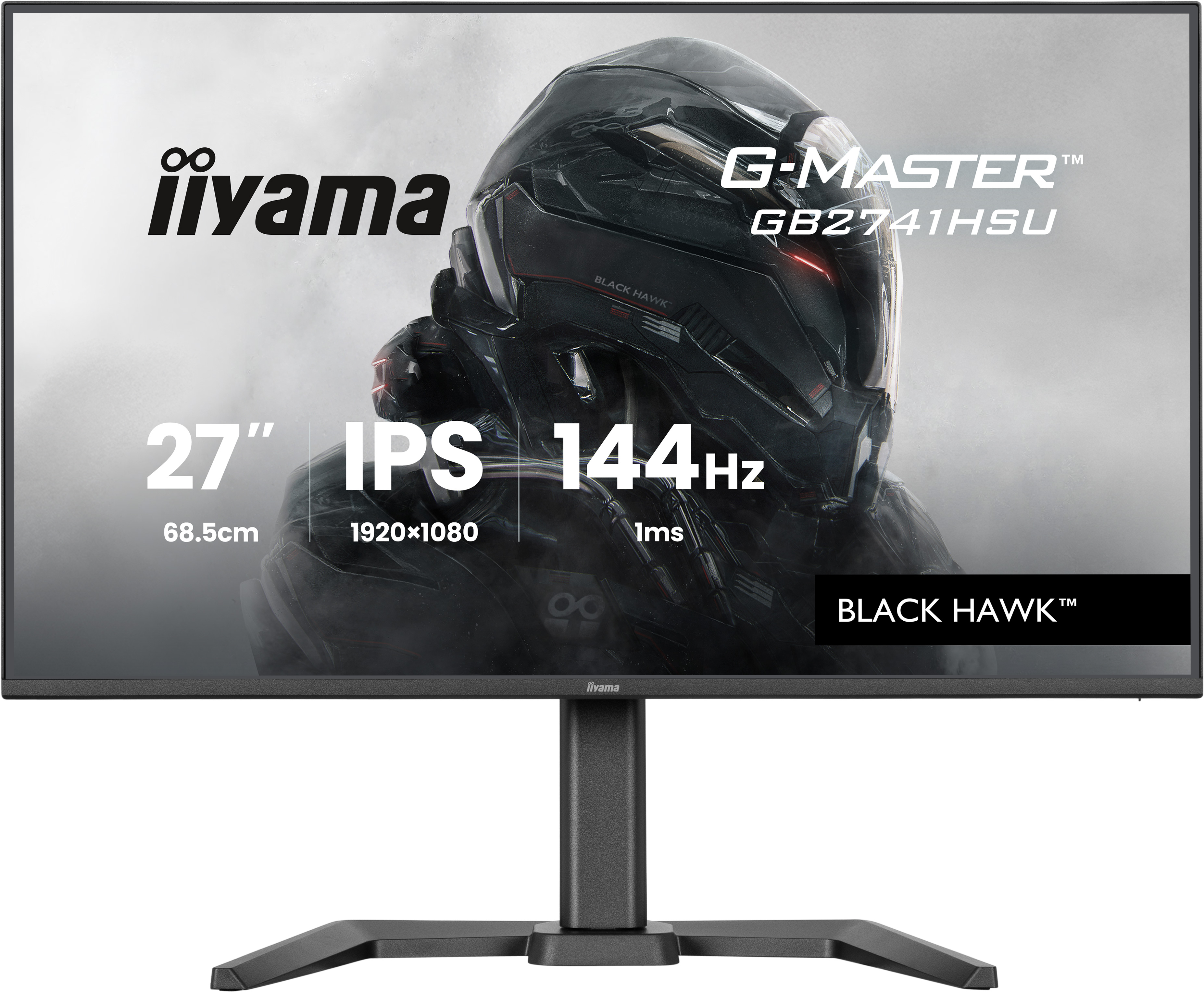 iiyama G-MASTER Black Hawk GB2741HSU-B1 - LED monitor - gaming - 27" - 1920 x 1080 Full HD (1080p) @ 144 Hz - IPS - 350 cd/m� - 1500:1 - 1 ms - HDMI, DisplayPort - speakers - black, matte