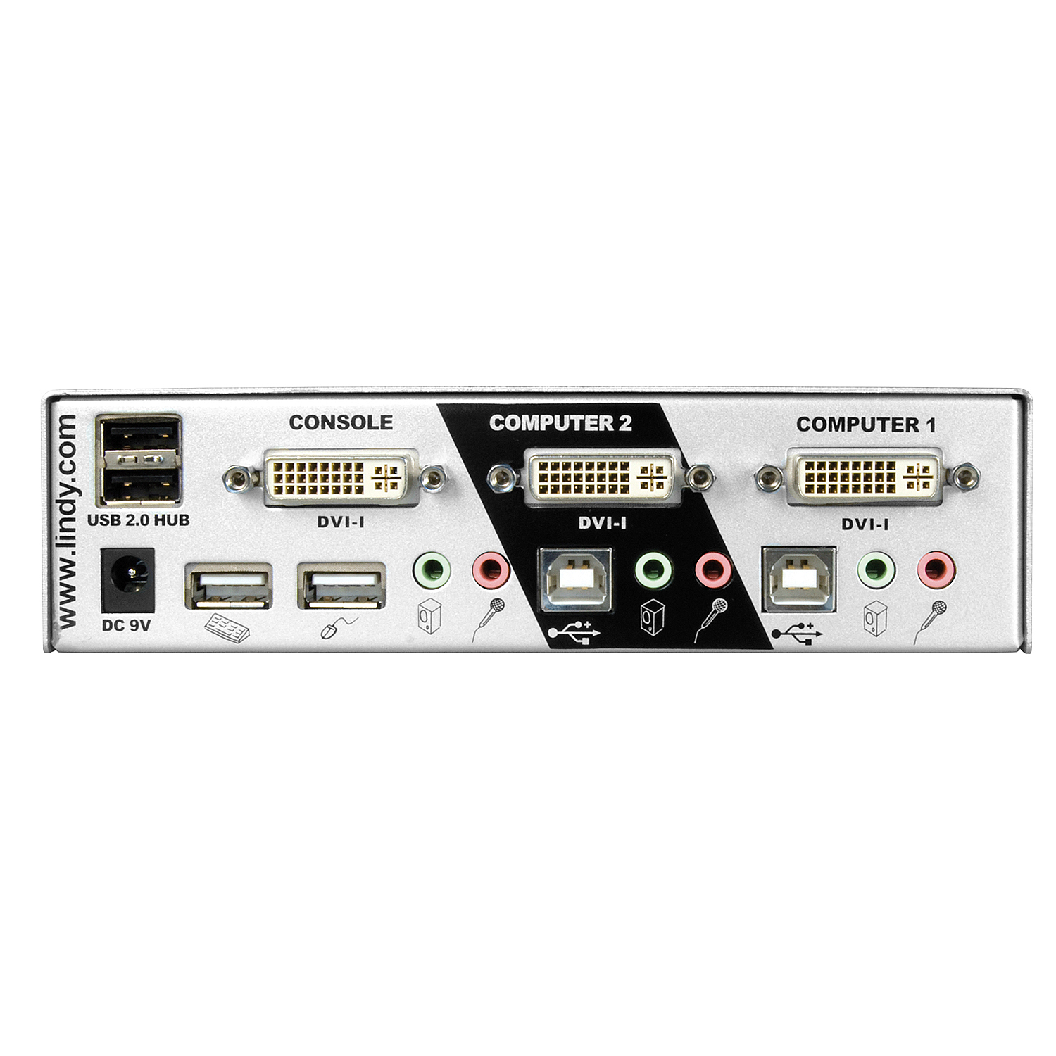 Lindy 2 Port DVI-I Dual Link, USB 2.0 and Audio KVM Switch Pro – image 2