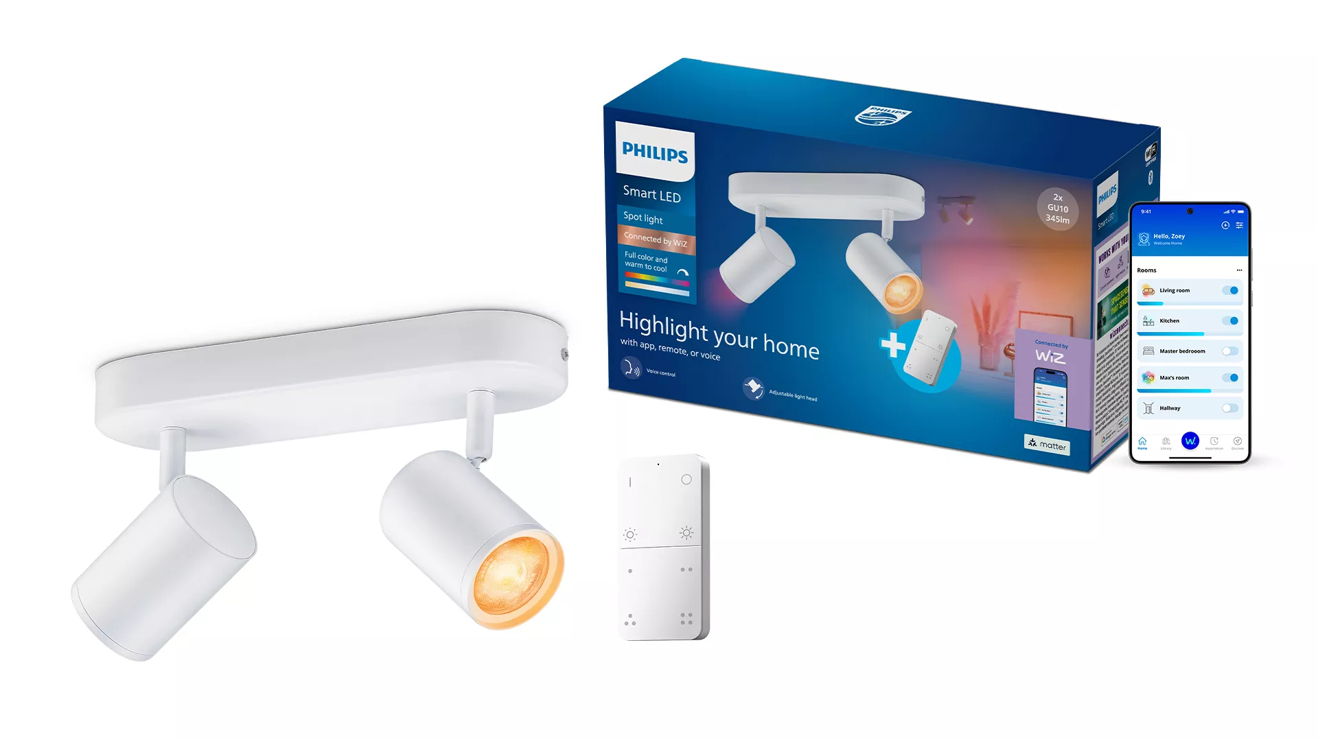 Philips by Signify Philips Smart Spotlight x2 with Remote Control, GU10, 690 lm, White – image 2