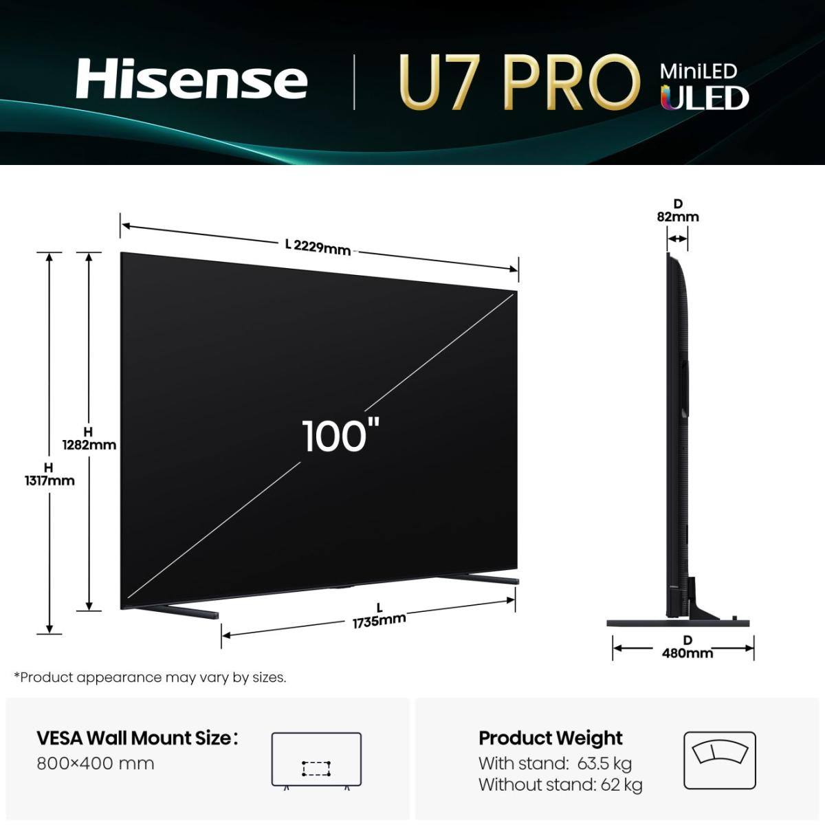 TV Hisense Mini LED 100U7Q 253 cm 2025 — photo 2