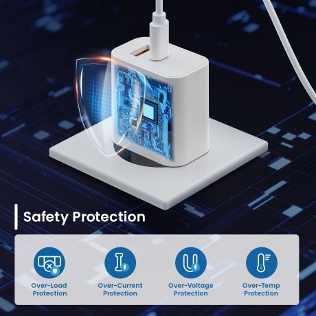 Ewent 20W GaN Fast USB-C PD and USB-A QC Charger, Compact Design – image 7