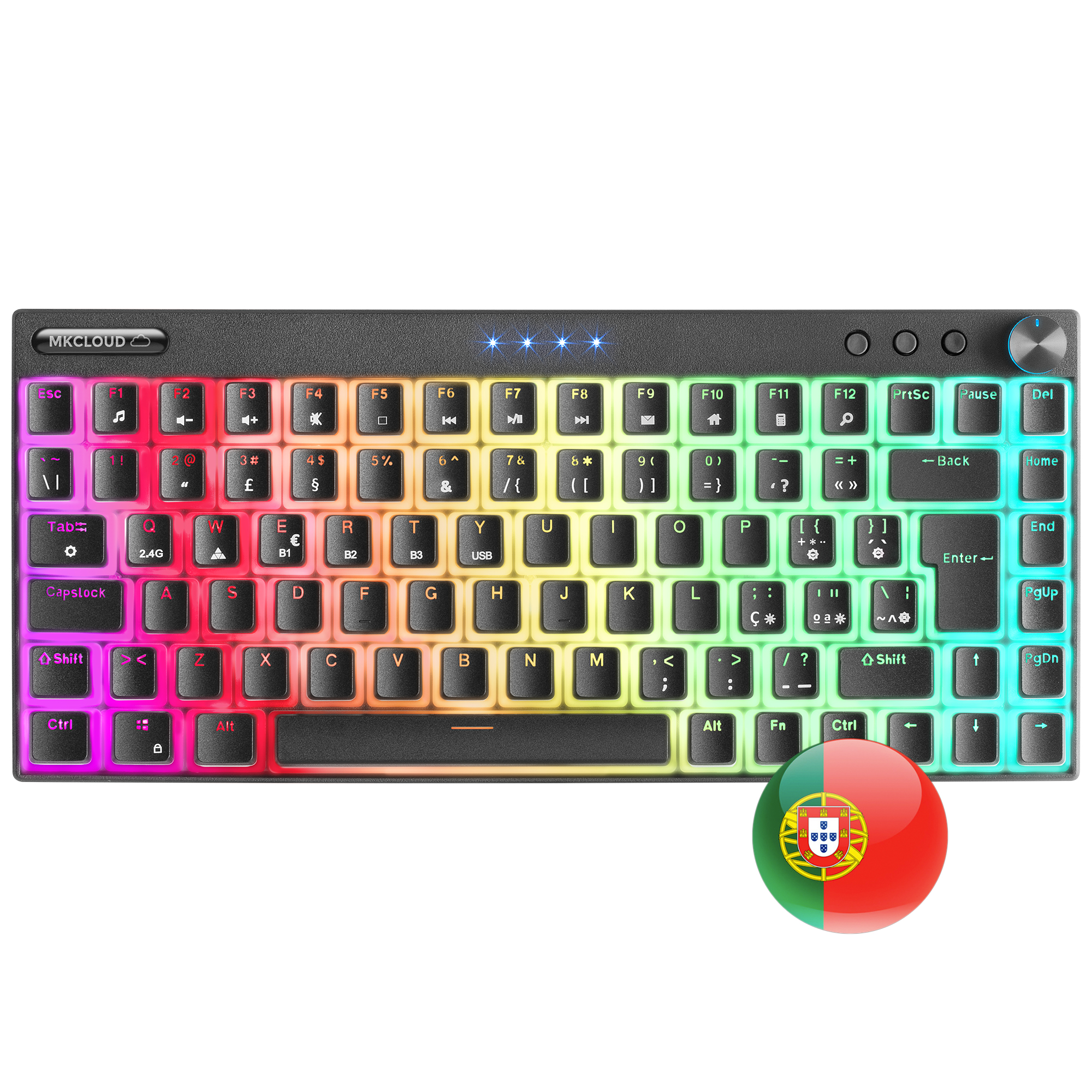 Mars Gaming MKCLOUD Wireless RGB Keyboard Black Switch Red Portuguese