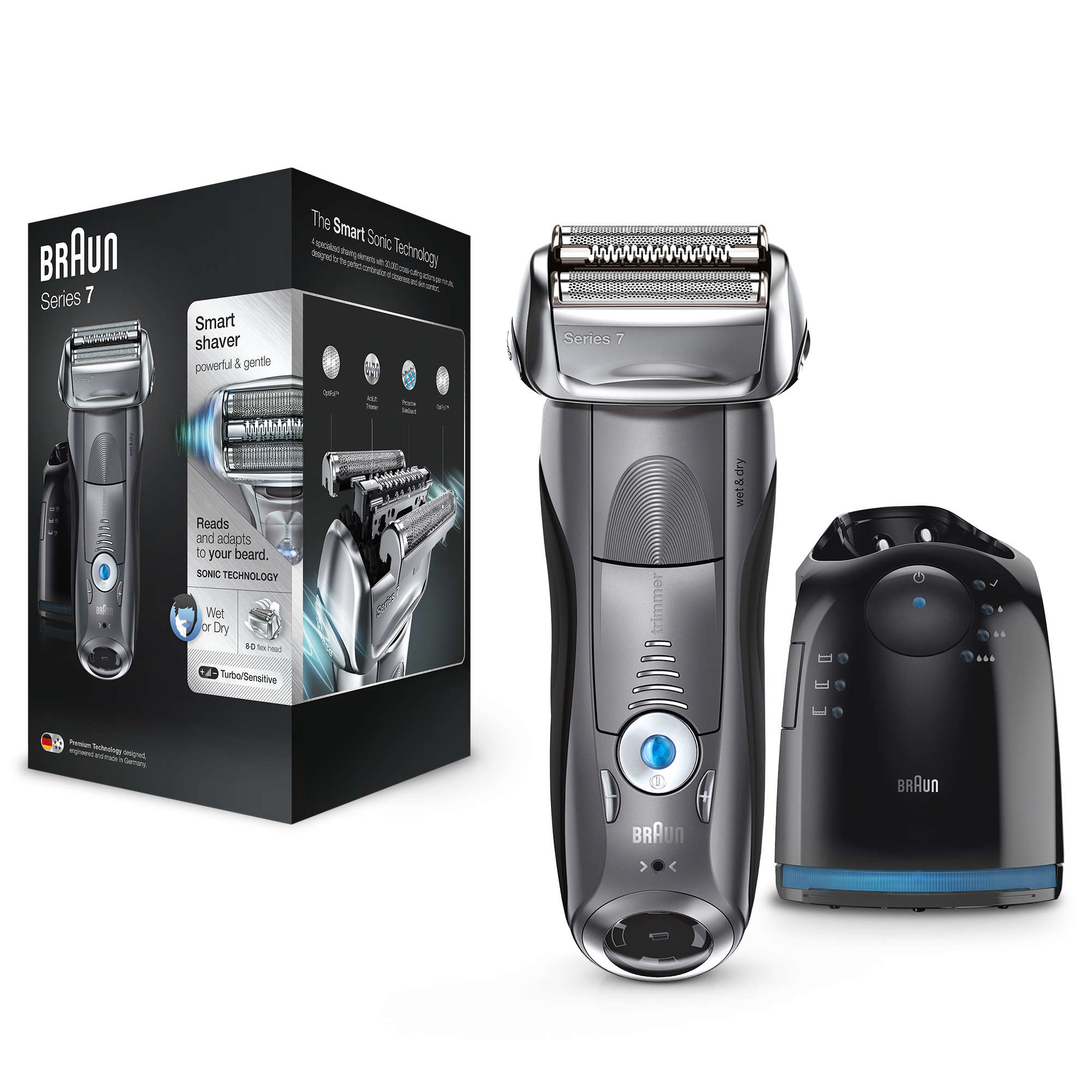 Braun Series 7 Electric Shaver For Men 7865cc, With Clean&Charge Station And Travel Case– Grey – image 2