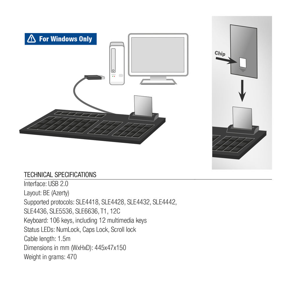 ACT Wired Keyboard with smart card reader (Azerty/BE layout) – image 6