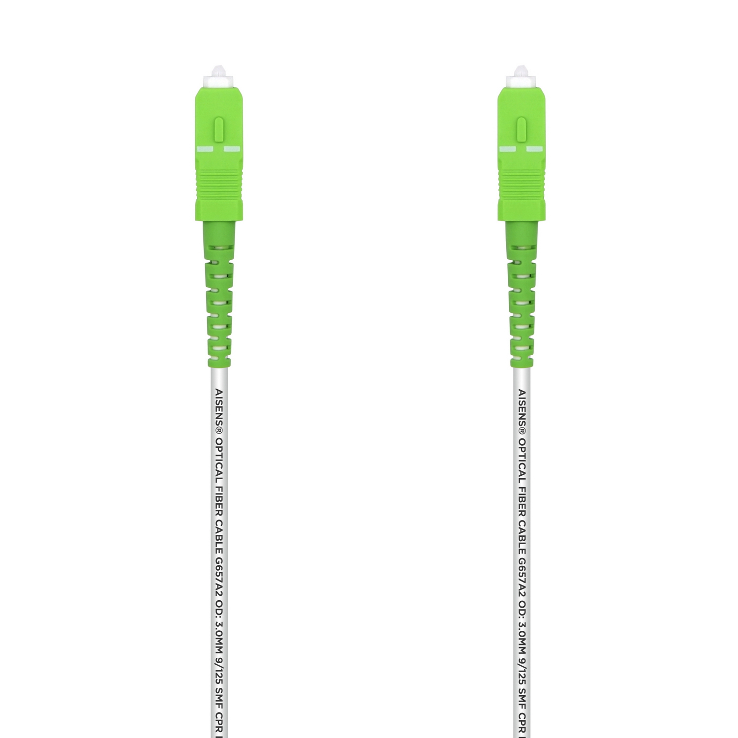 AISENS Cable Fibra Óptica Latiguillo G657A2 3.0 9/125 SMF Simplex CPR DCA LSZH, SC/APC-SC/APC, Blanco, 150 m