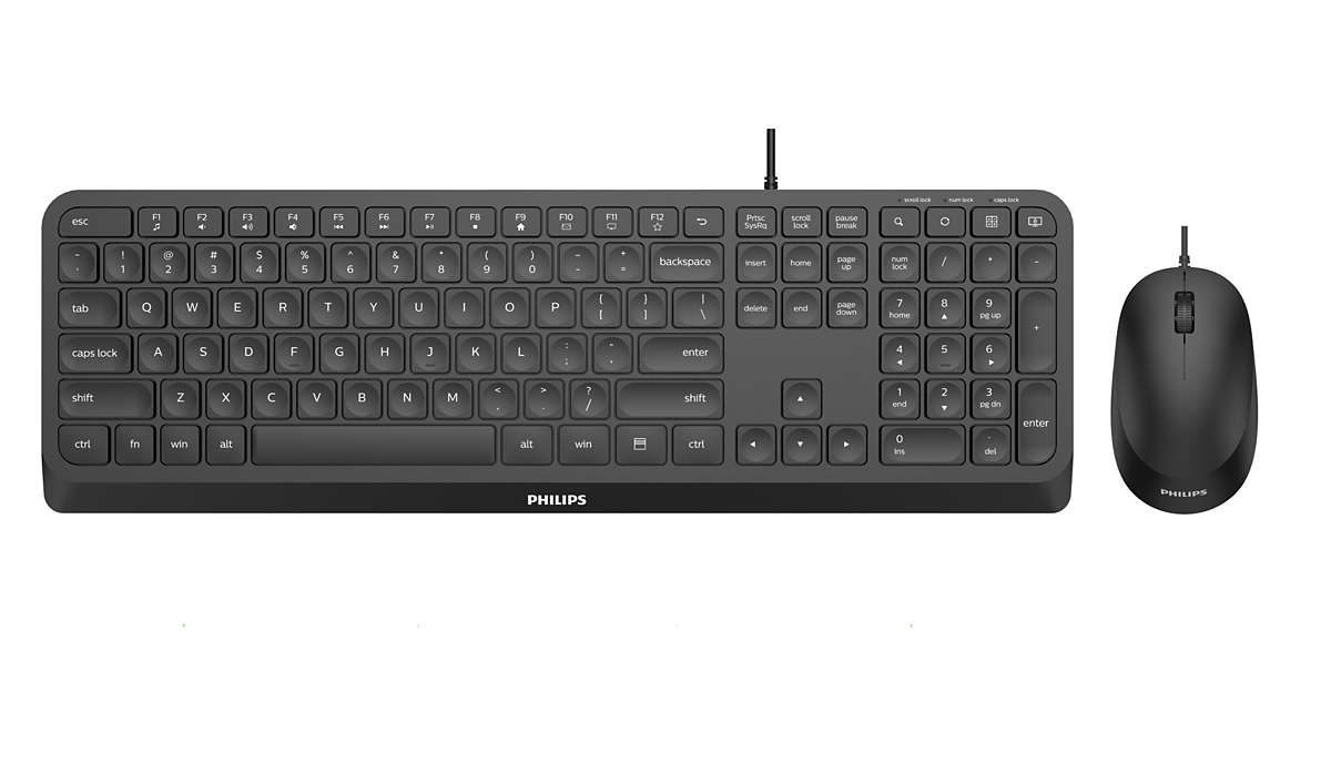 Philips 2000 series SPT6207B/19 tastiera Mouse incluso Universale USB QWERTY Inglese Nero