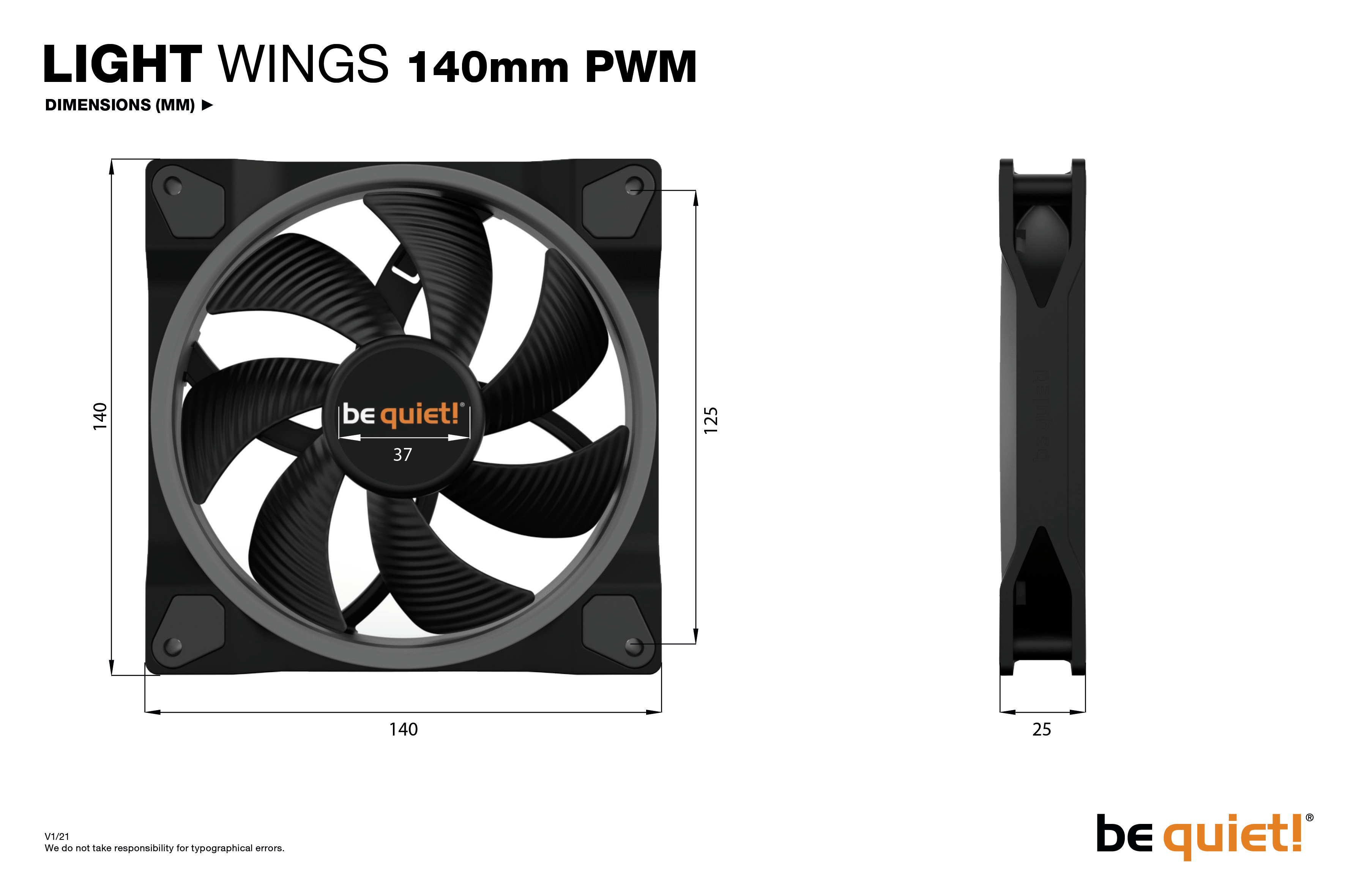 be quiet! Light Wings 140mm ARGB PWM Fan Black 3 Pack image 8