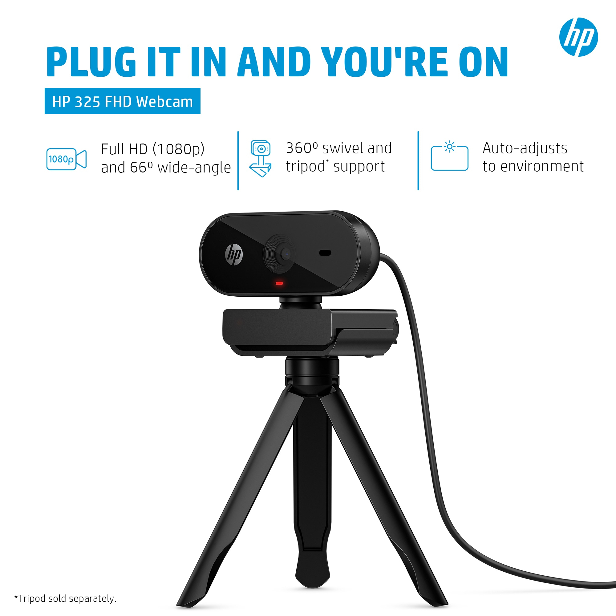 HP 325 FHD Webcam. HP segment: Business. Windows operating systems supported: Windows 10, Windows 11, Mac operating system