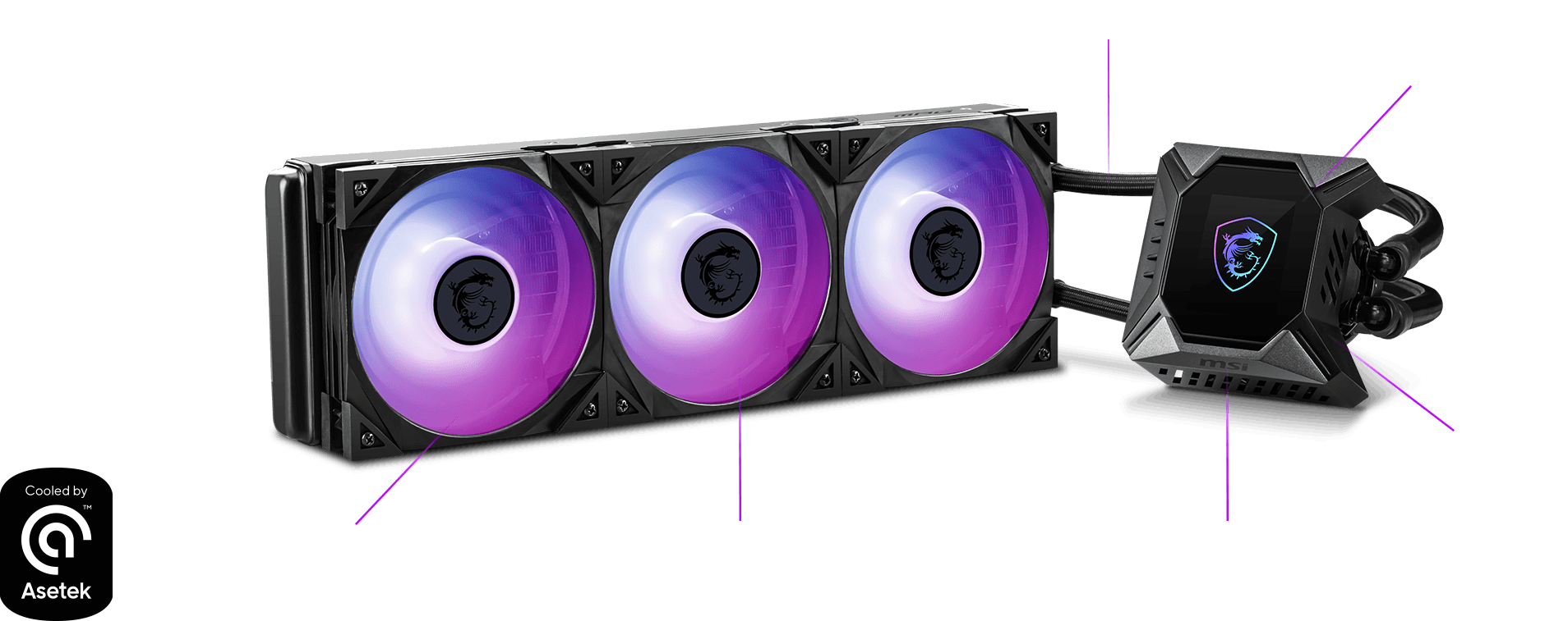 MSI MPG CORELIQUID K360 V2 Liquid CPU Cooler ‘360mm Radiator, 2.4” LCD display with fan, 3x 120mm ARGB PWM Fan, Center, Supports Intel and AMD Platforms, Latest LGA 1700 ready, Cooled by ASETEK’ image 6