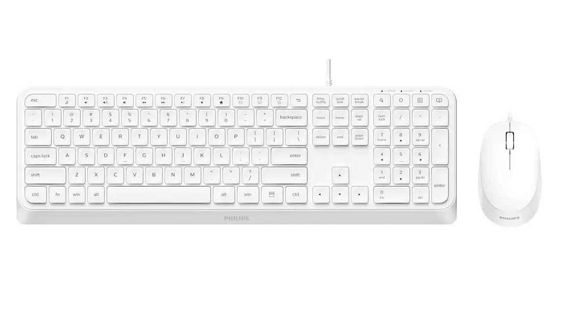 Philips 2000 series SPT6207W/01 keyboard Mouse included Universal USB QWERTY English White – image 1