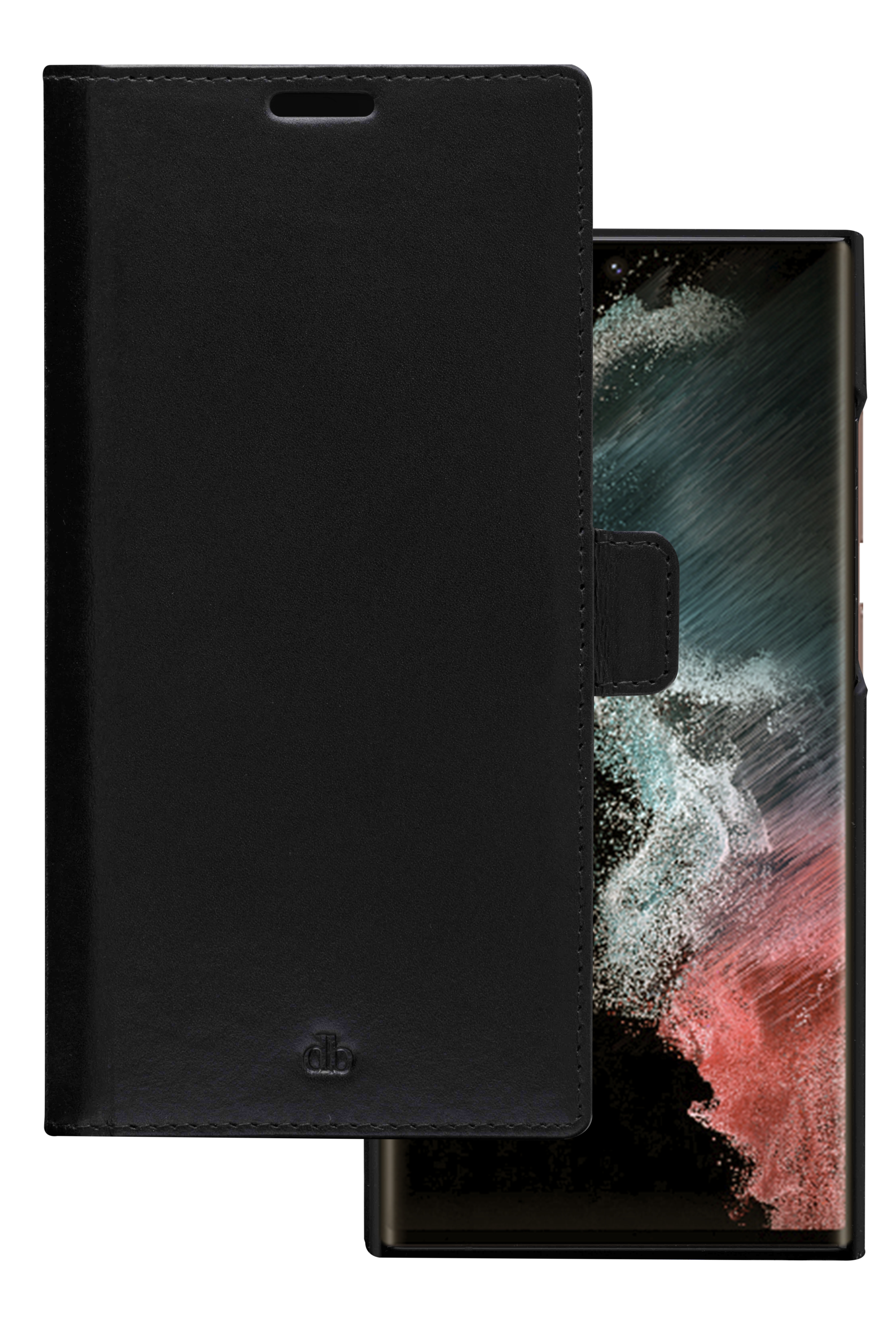 dbramante1928 Lynge - Flip cover for mobile phone - full-grain leather - black - for Samsung Galaxy S22 Ultra
