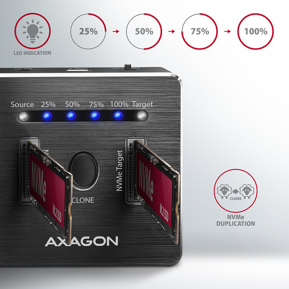 Axagon ADSA-M2C SuperSpeed USB-C 10Gbps dual M.2 NVMe dock – image 2