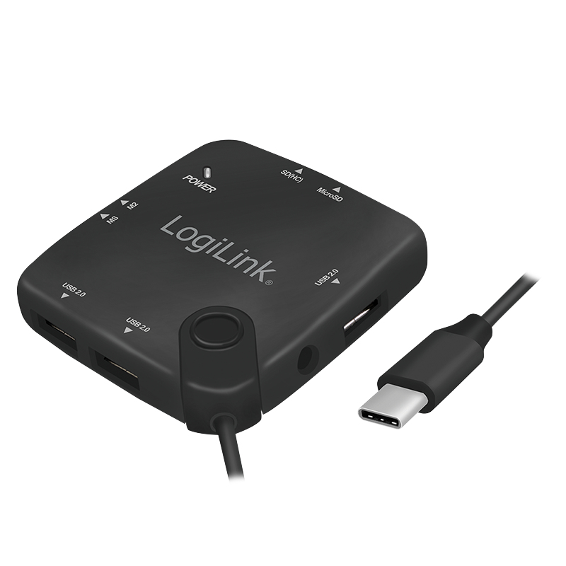 LogiLink UA0344 interface hub USB 2.0 Type-C Black – image 1