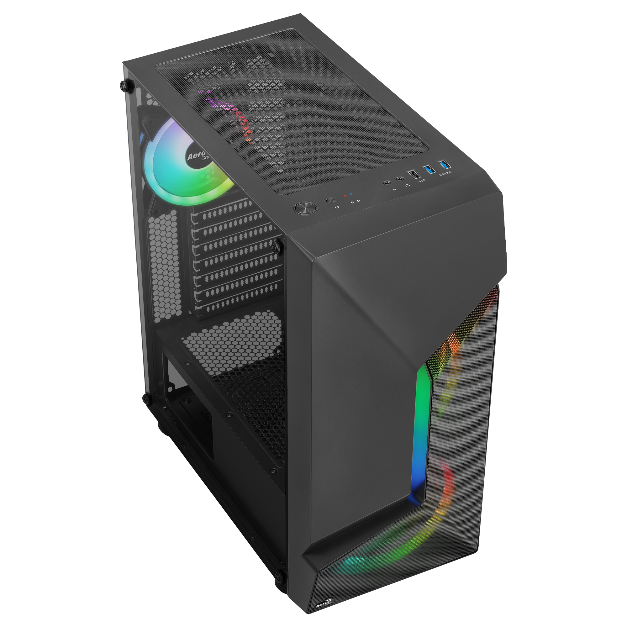 Aerocool SCAPEBKV3 Gaming ATX Case Front RGB LED Tempered Glass 3x ARGB Fans Black – image 5