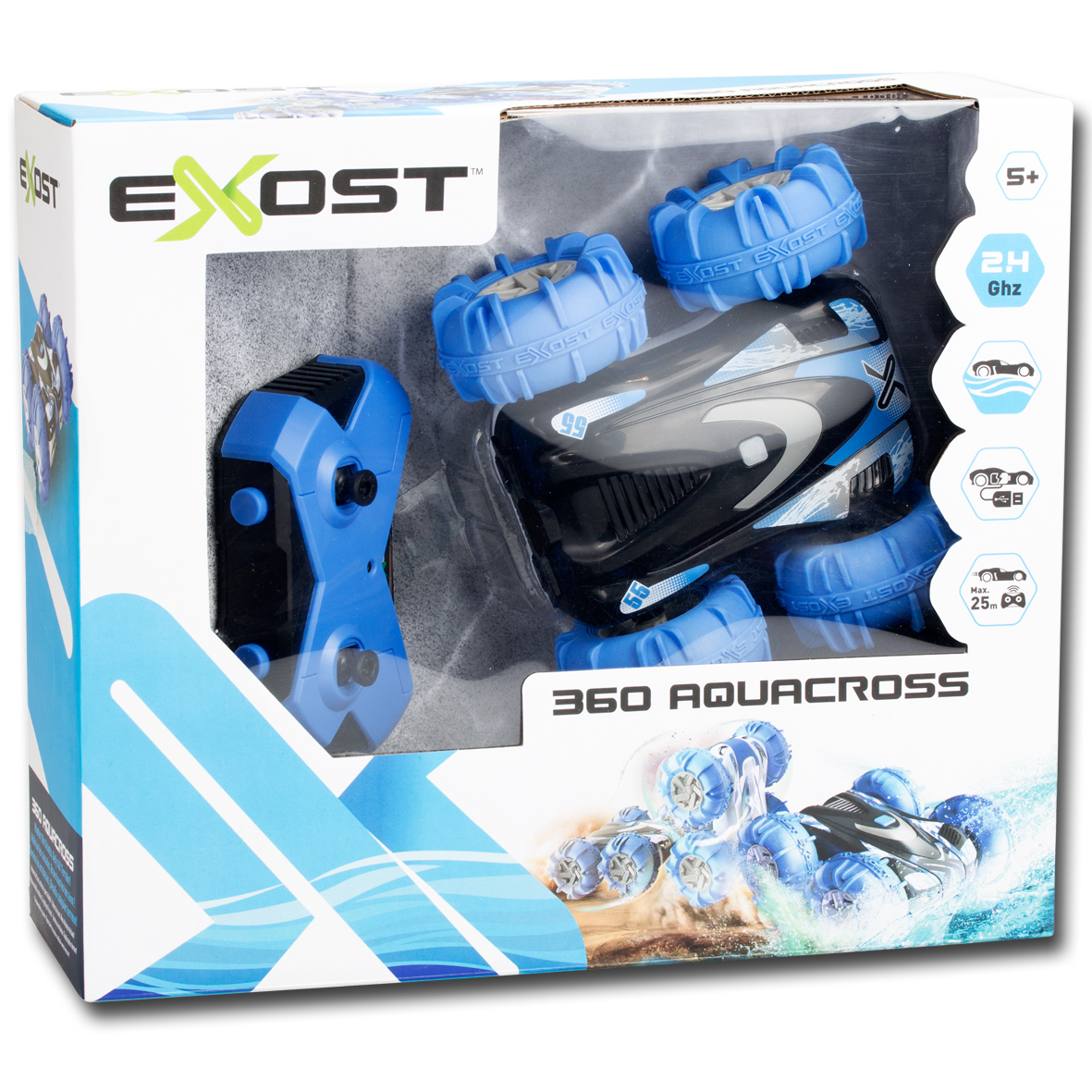 Resim Exost TE20268 Uzaktan Kumandalı Araba, 1:18 Ölçek, Siyah/Mavi