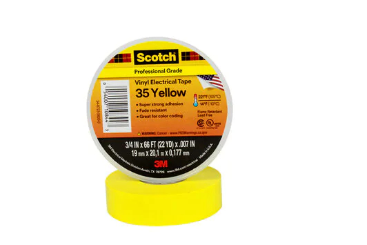 شريط كهربائي 3M 7100238736، أصفر، PVC، 20 متر × 19 مم