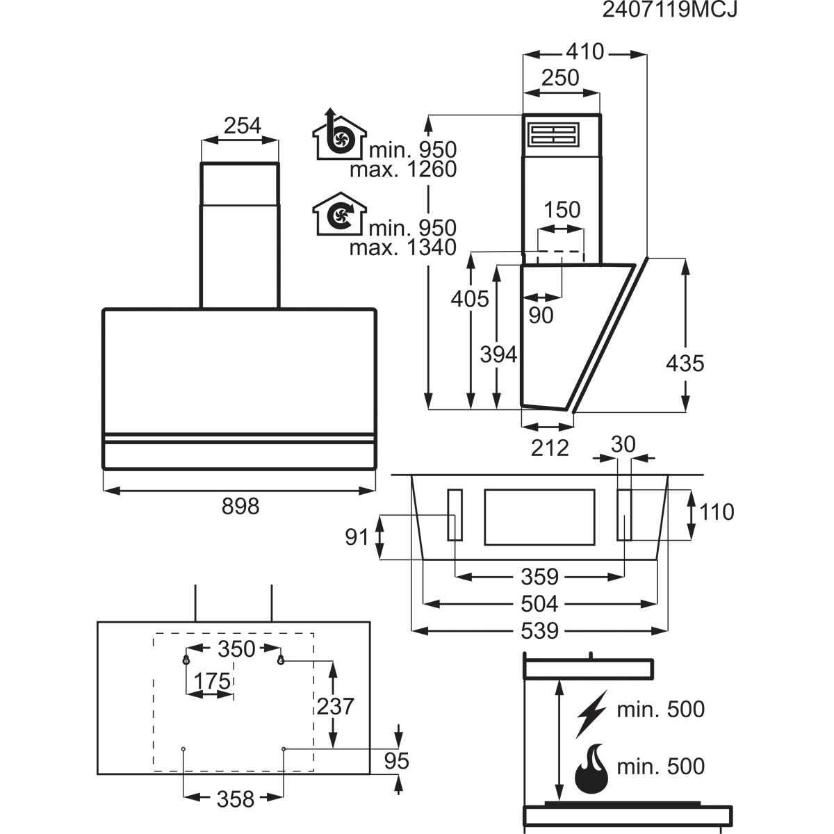 AEG NDV9791AB Wall-mounted Black 445 m³/h – image 7