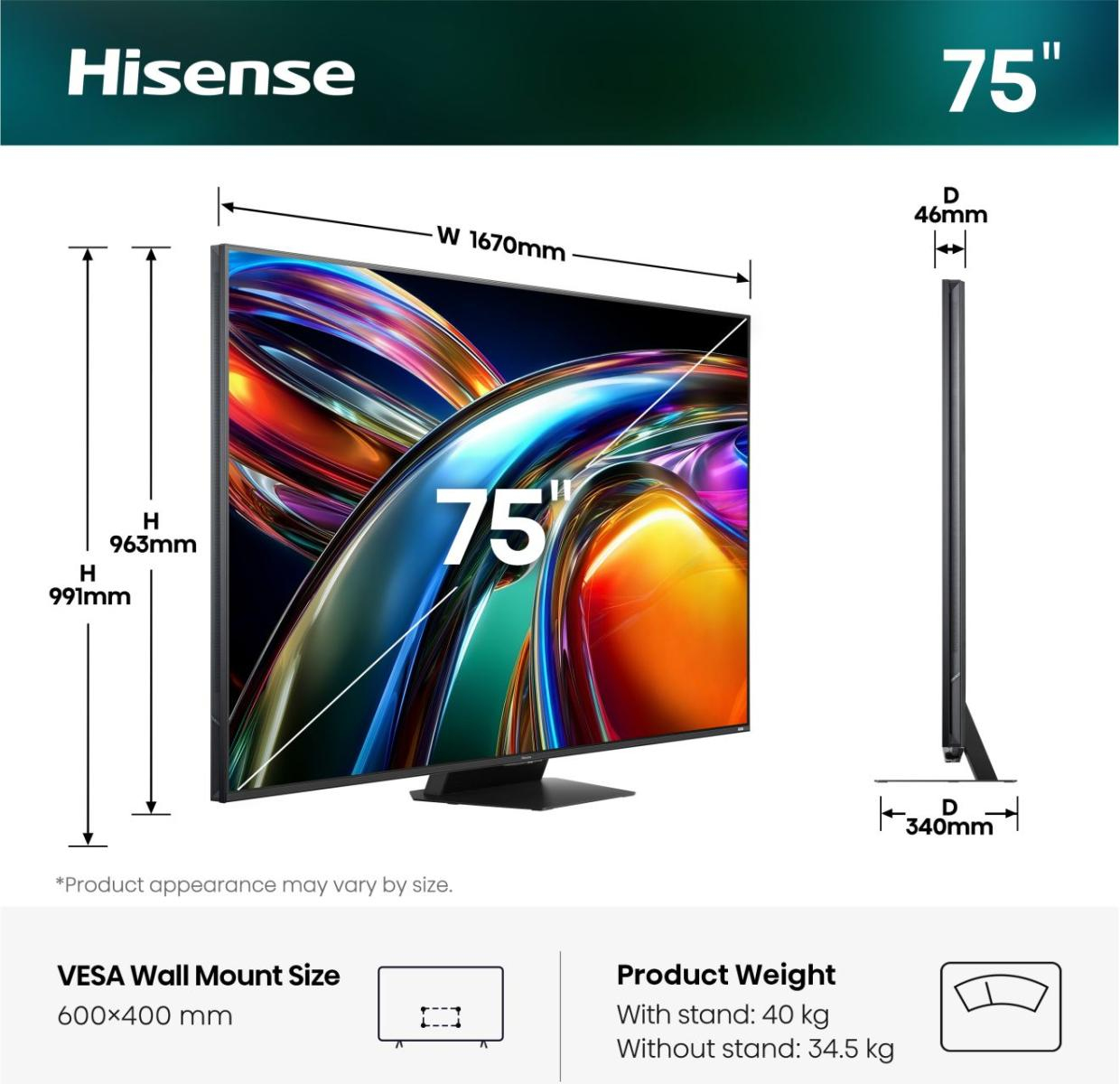 TV LED Hisense RGB Mini LED 75UR9S 189 cm 2026 — photo 2