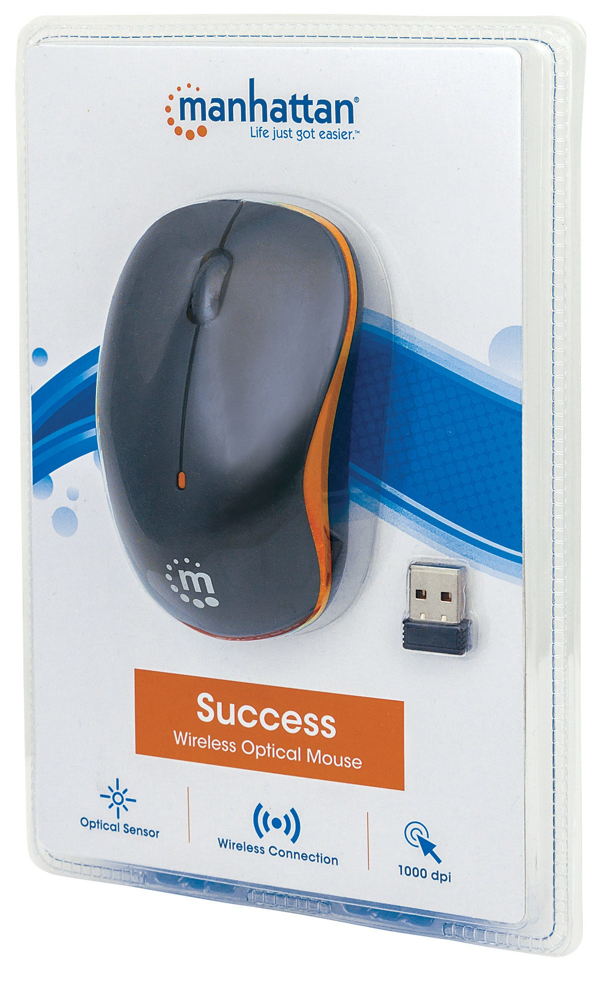 Manhattan Success Wireless Mouse, Black/Orange, 1000dpi – image 6