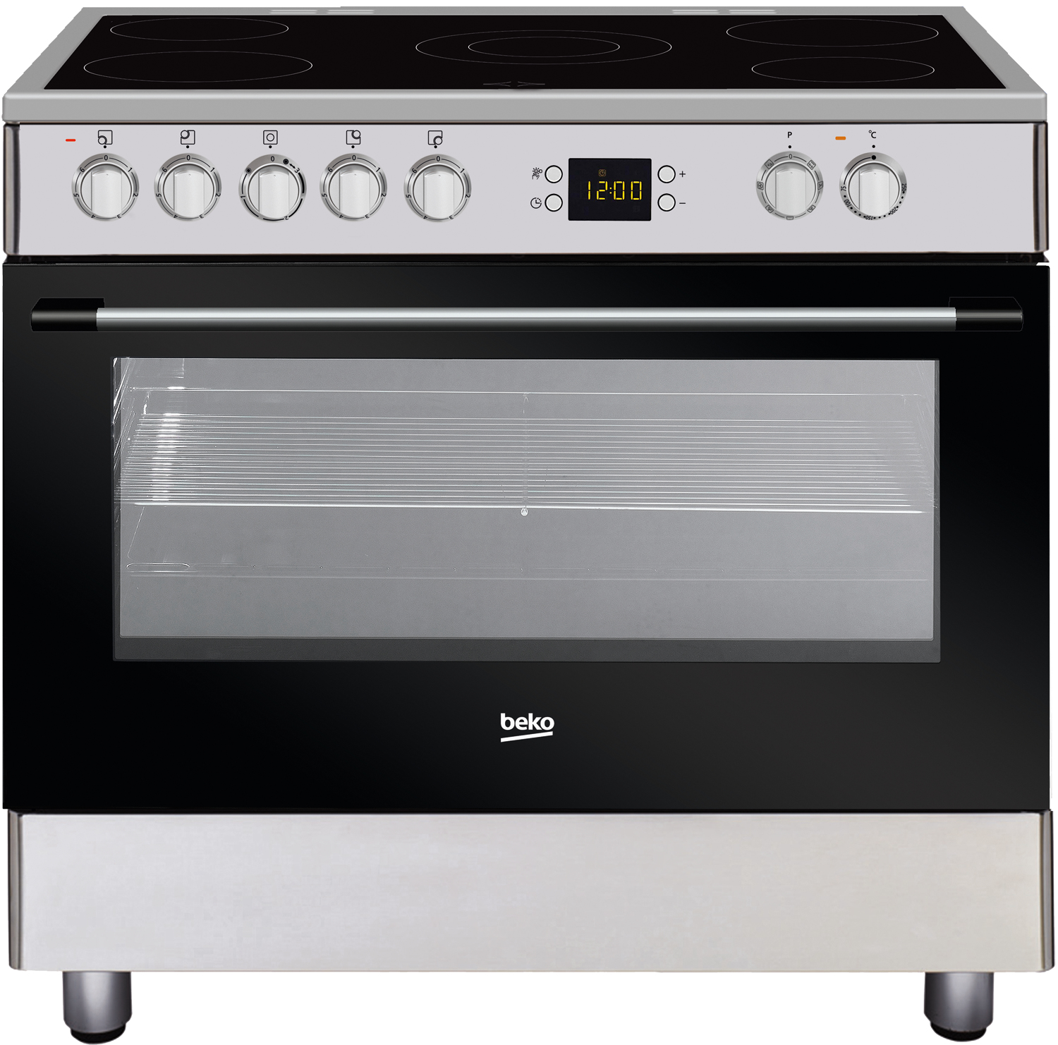 Beko GM17300GX cooker Freestanding cooker Electric Ceramic hob Black, Stainless steel